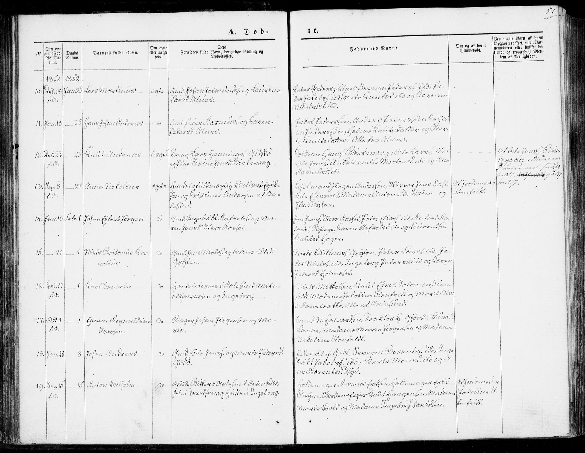 Ministerialprotokoller, klokkerbøker og fødselsregistre - Møre og Romsdal, AV/SAT-A-1454/528/L0397: Parish register (official) no. 528A08, 1848-1858, p. 57