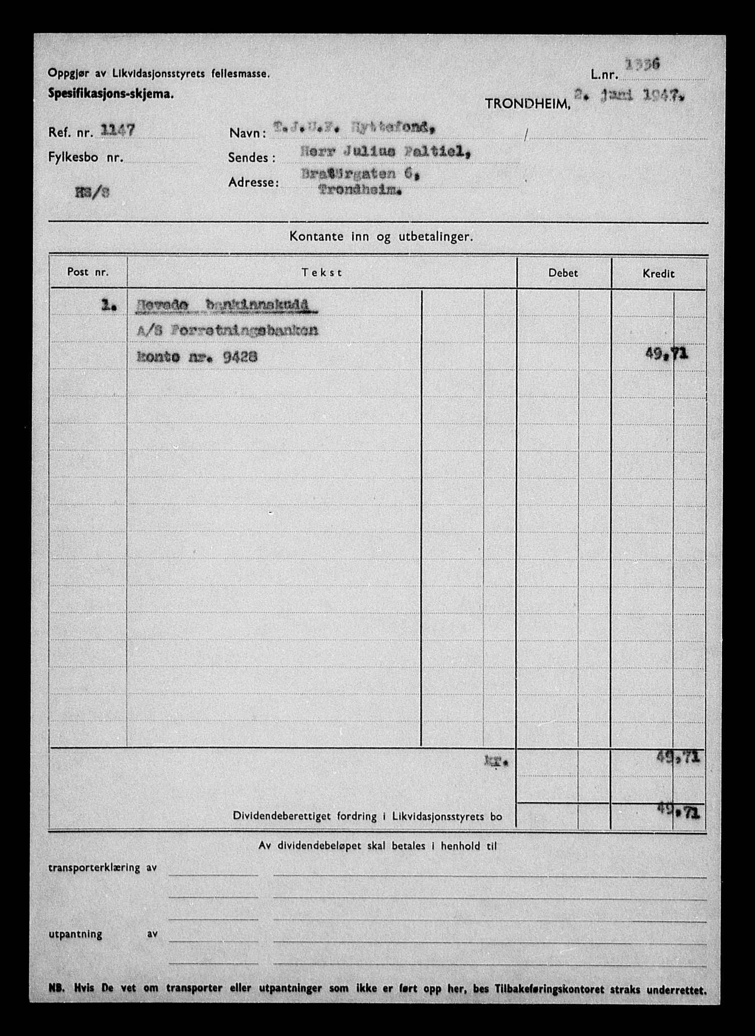 Justisdepartementet, Tilbakeføringskontoret for inndratte formuer, RA/S-1564/H/Hc/Hca/L0899: --, 1945-1947, p. 254