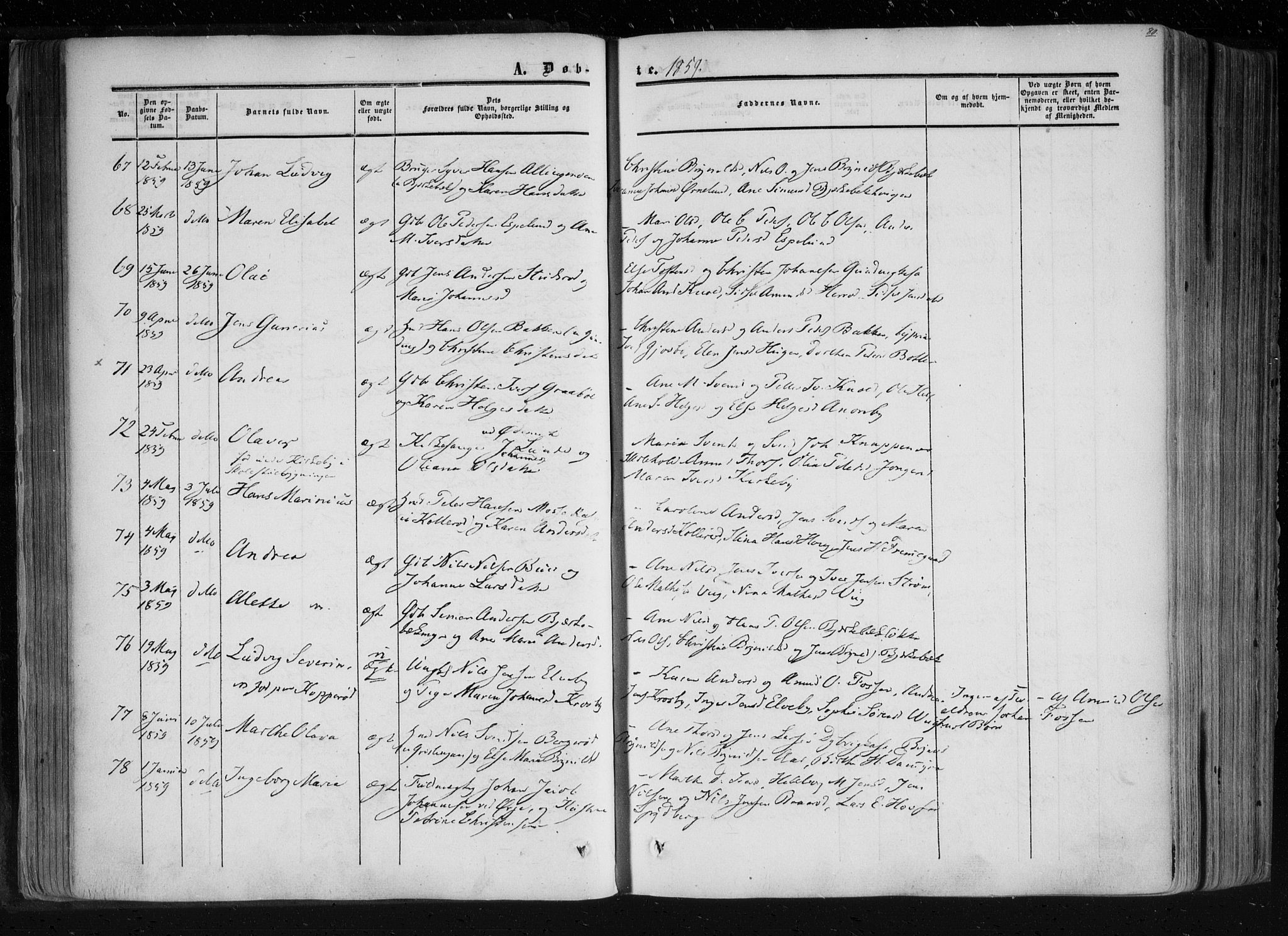Aremark prestekontor Kirkebøker, SAO/A-10899/F/Fc/L0003: Parish register (official) no. III 3, 1850-1865, p. 80
