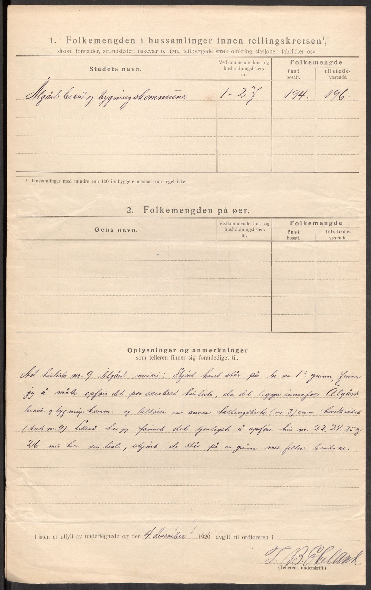 SAST, 1920 census for Gjesdal, 1920, p. 15