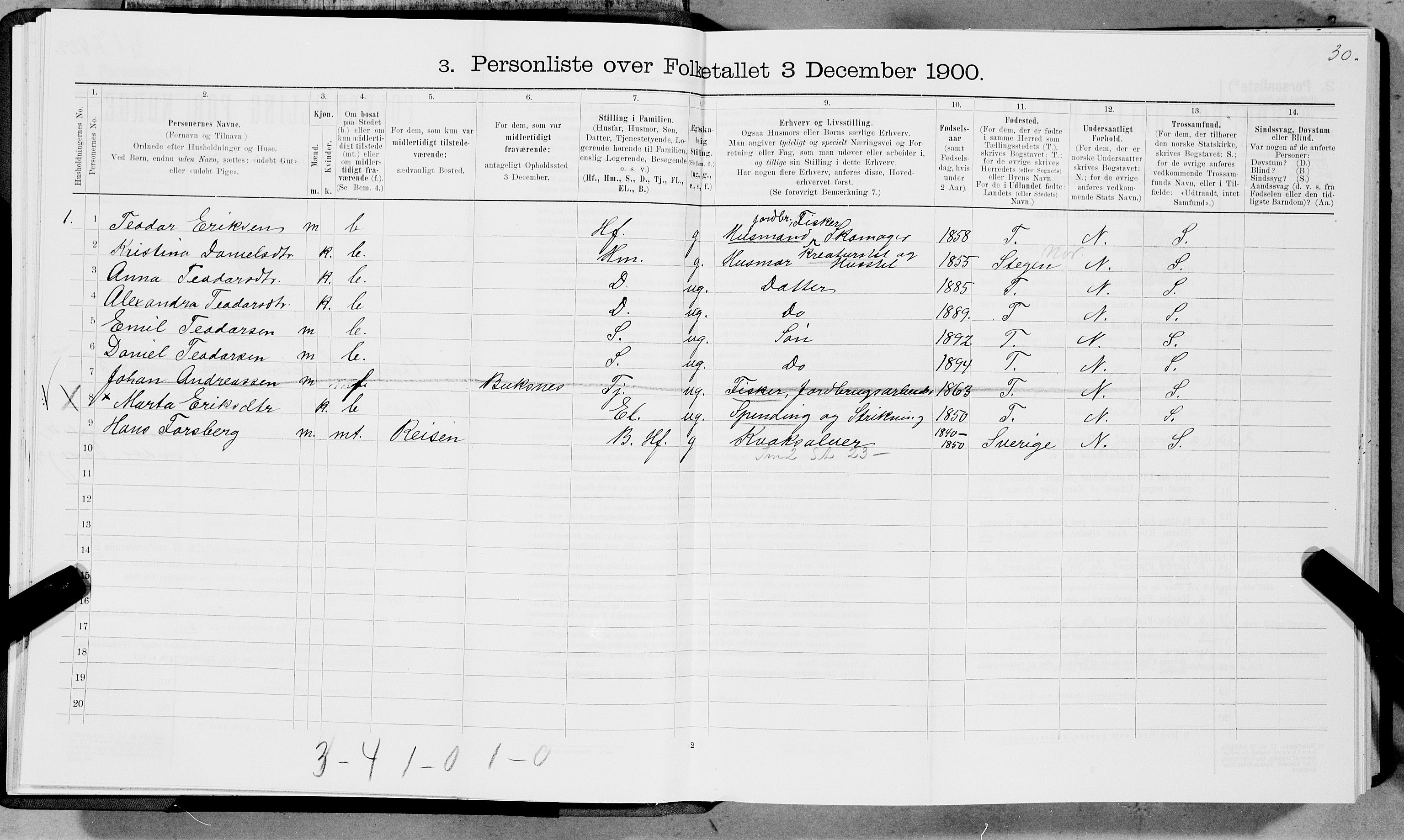 SAT, 1900 census for Borge, 1900, p. 472