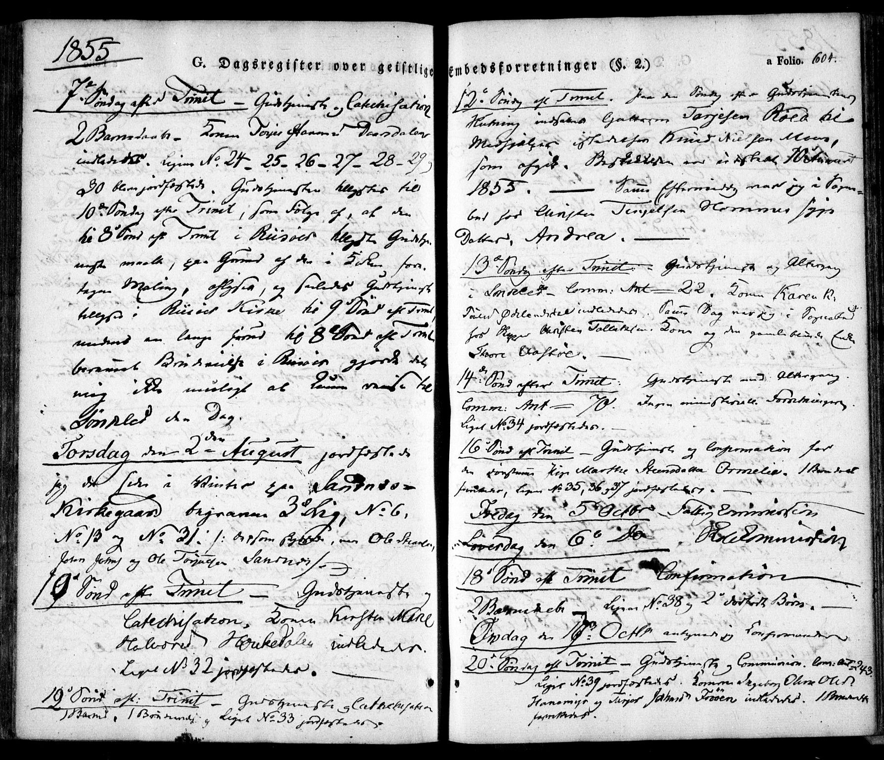 Søndeled sokneprestkontor, SAK/1111-0038/F/Fa/L0002: Parish register (official) no. A 2, 1839-1860, p. 604