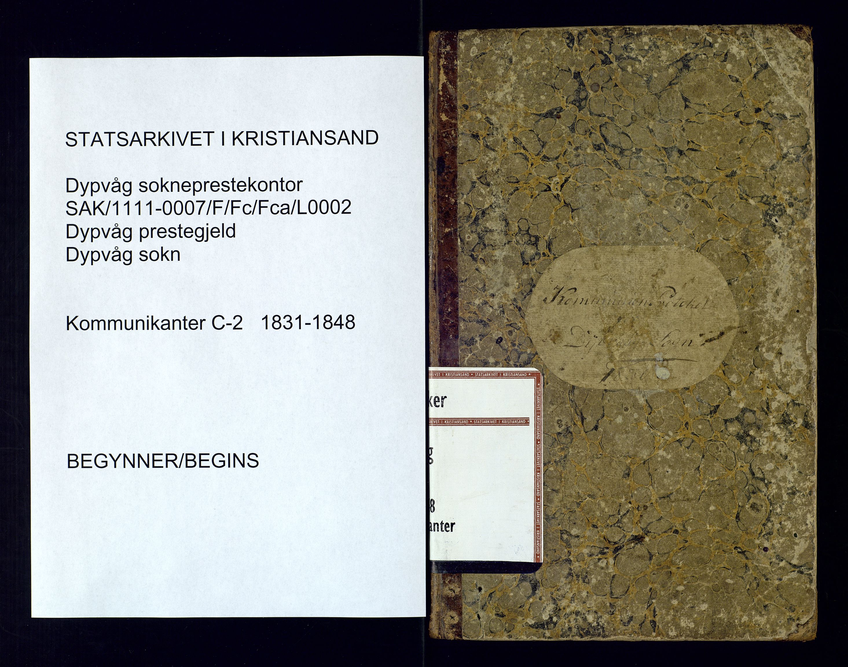 Dypvåg sokneprestkontor, SAK/1111-0007/F/Fc/Fca/L0002: Communicants register no. C-2, 1831-1848