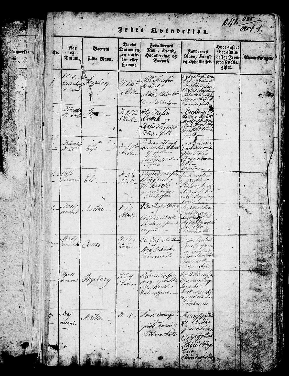 Helleland sokneprestkontor, SAST/A-101810: Parish register (copy) no. B 1, 1815-1841, p. 1