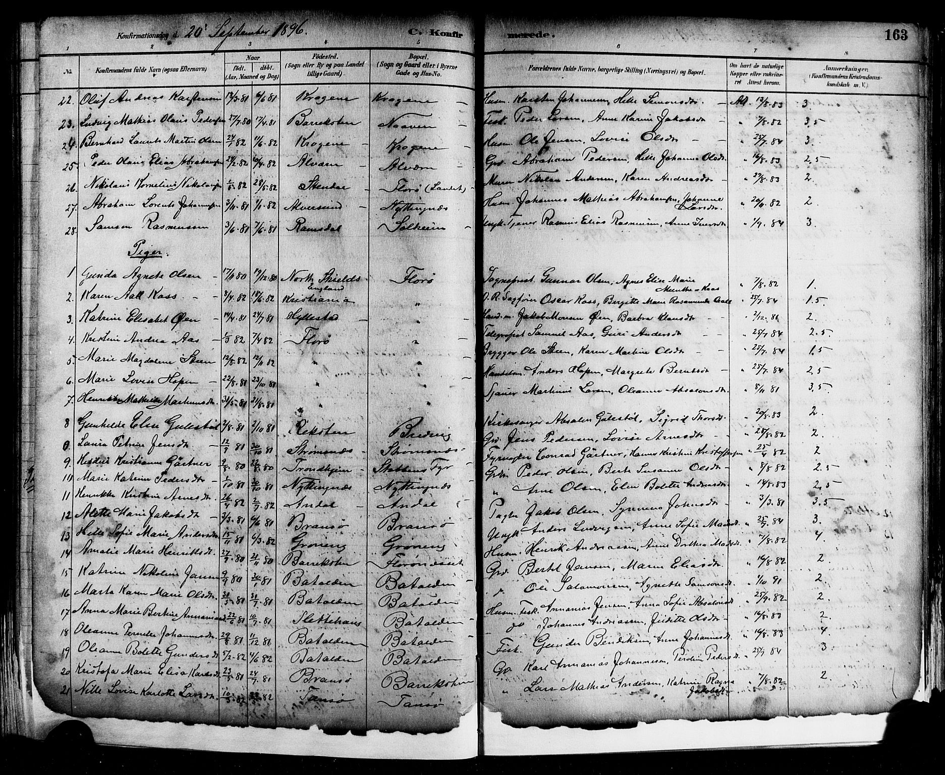 Kinn sokneprestembete, AV/SAB-A-80801/H/Hab/Haba/L0002: Parish register (copy) no. A 2, 1882-1906, p. 163