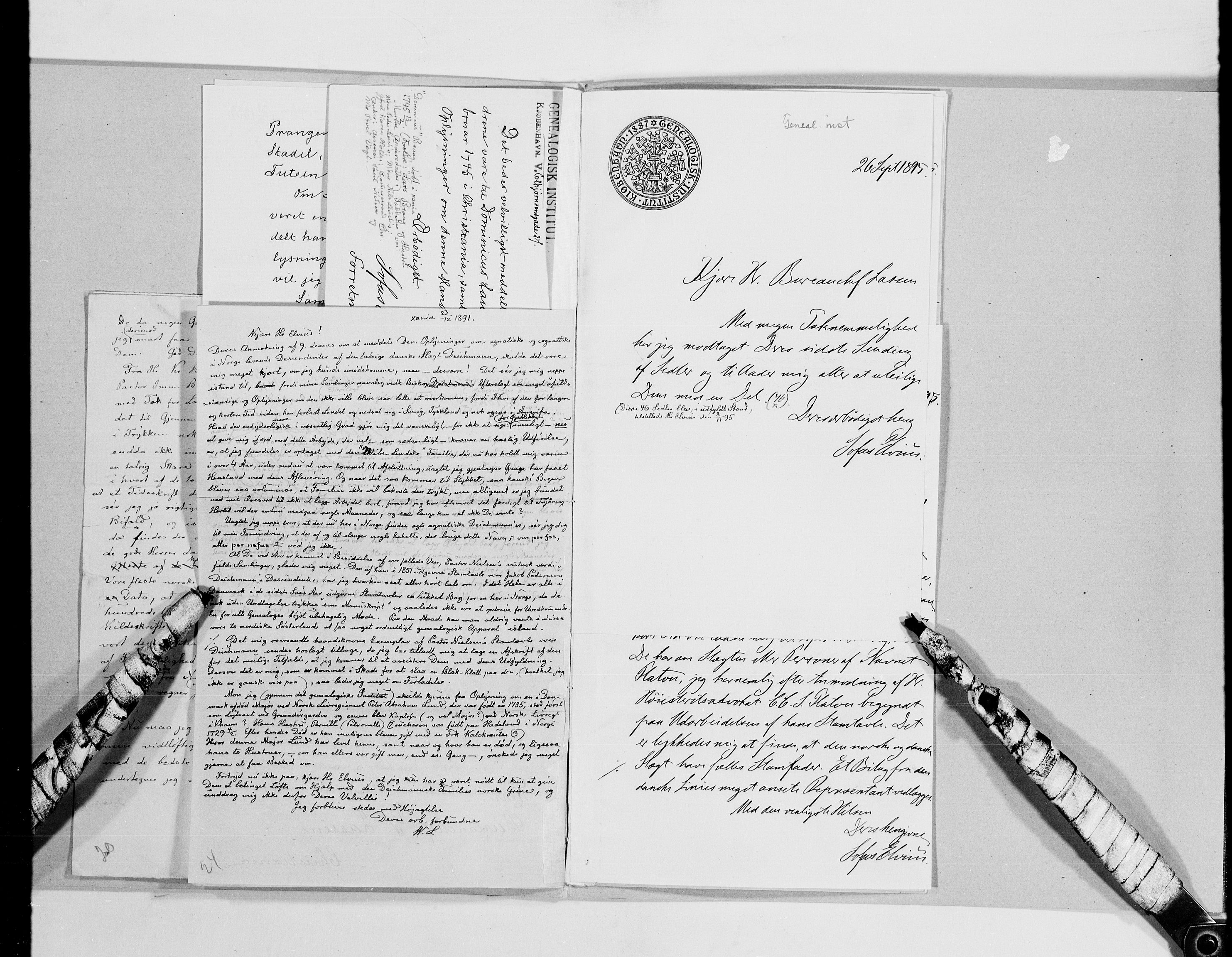Lassens samlinger, AV/RA-PA-0051/G/L0097: Alfabetisk ordnede brev til Wilhelm Lassen: Fabritius - Grønvold, 1815-1907, p. 116