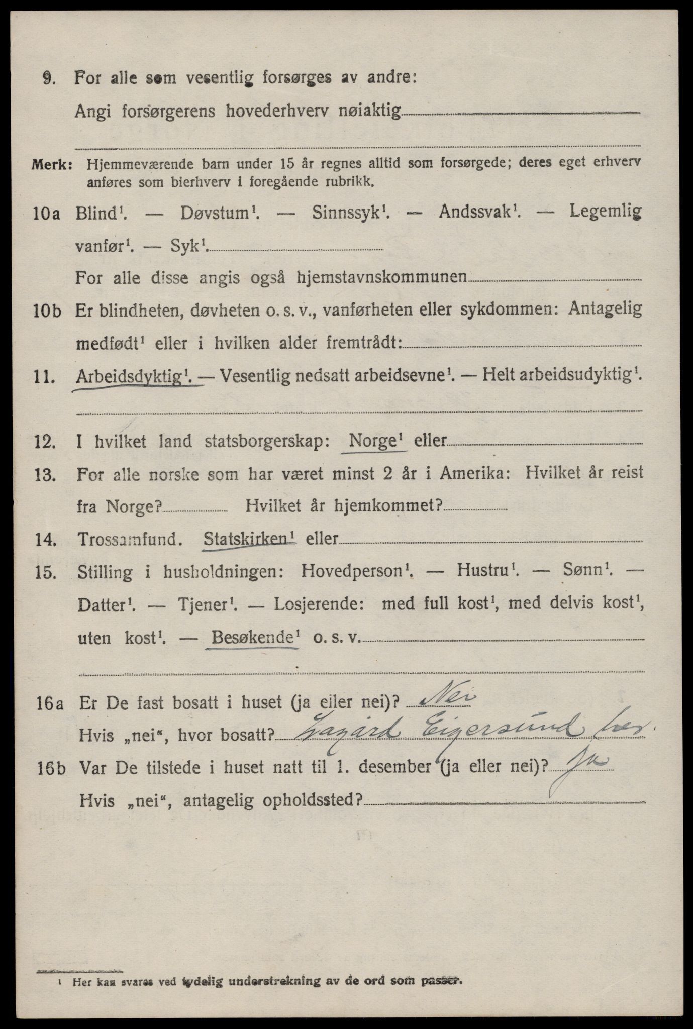 SAST, 1920 census for Sokndal, 1920, p. 5718