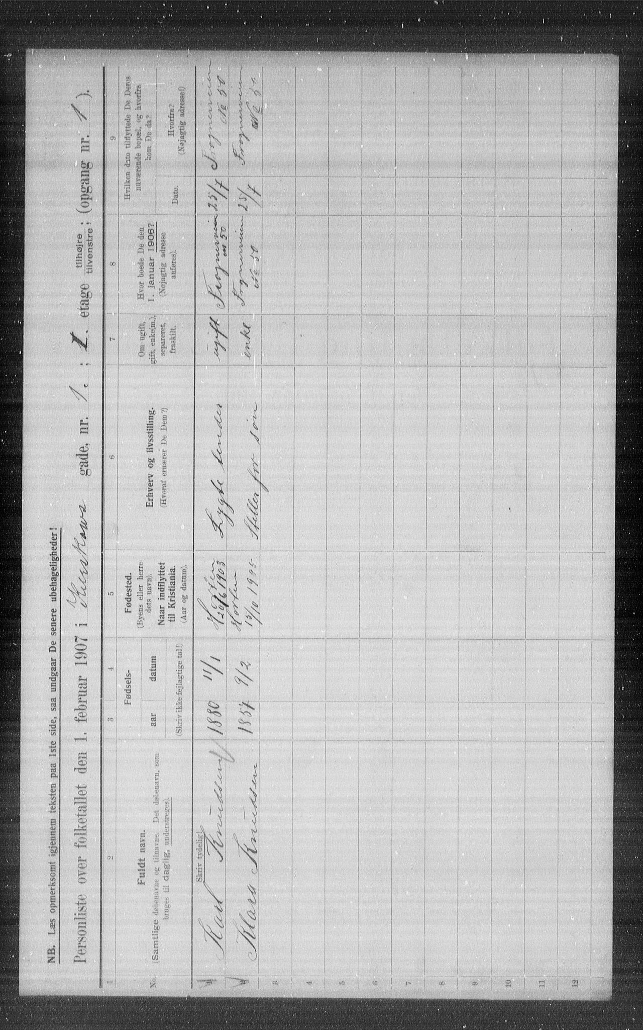 OBA, Municipal Census 1907 for Kristiania, 1907, p. 25177