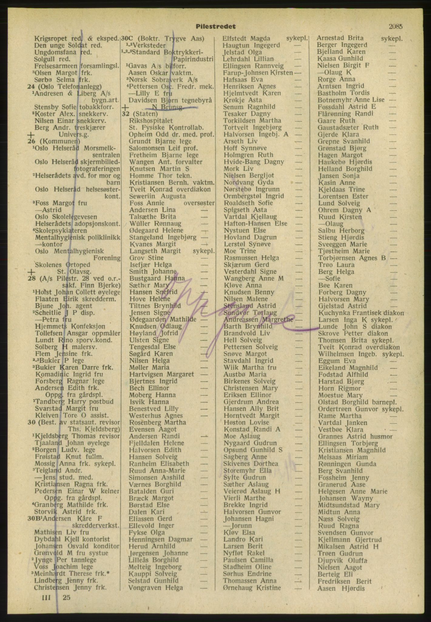 Kristiania/Oslo adressebok, PUBL/-, 1952, p. 2085