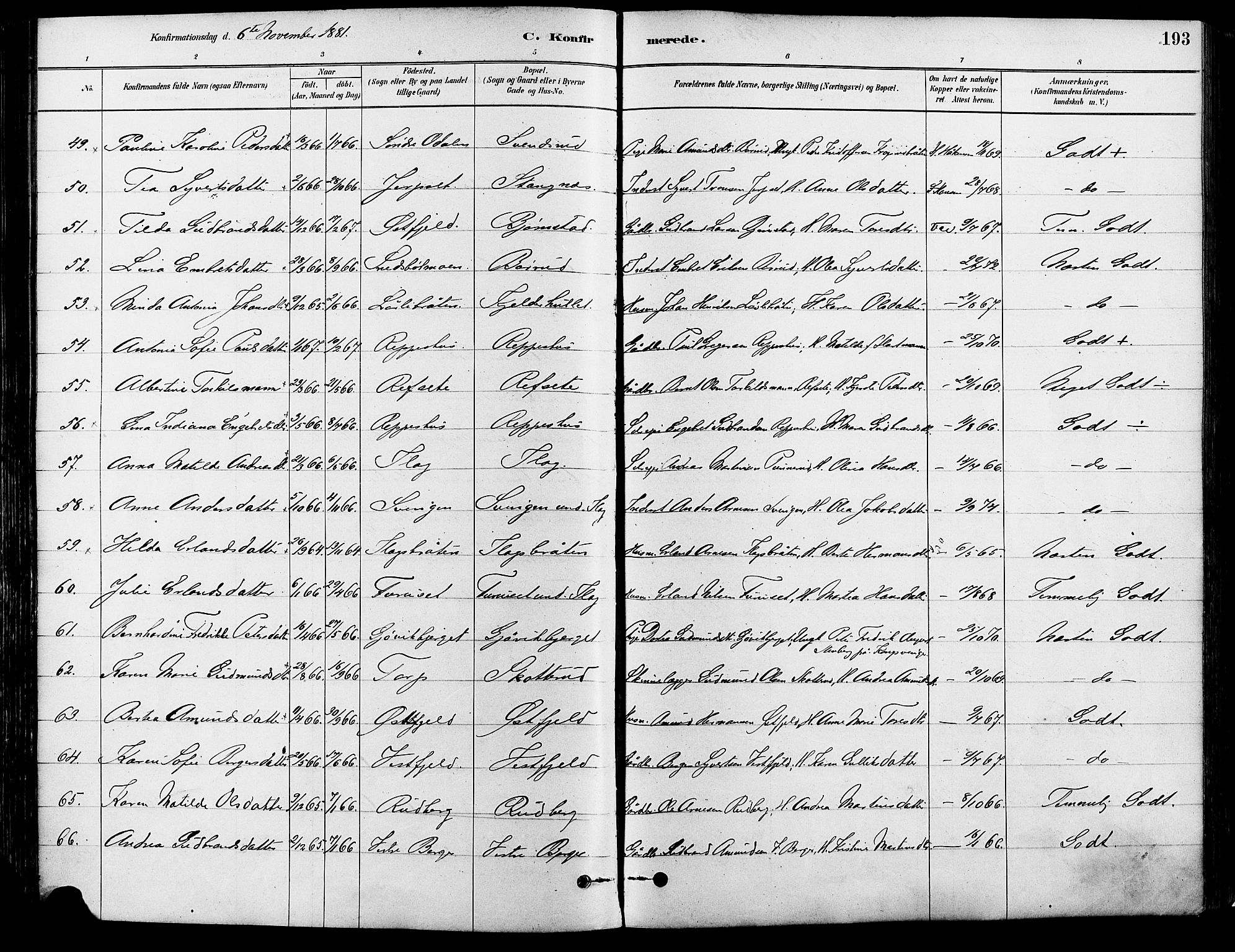 Eidskog prestekontor, AV/SAH-PREST-026/H/Ha/Haa/L0003: Parish register (official) no. 3, 1879-1892, p. 193