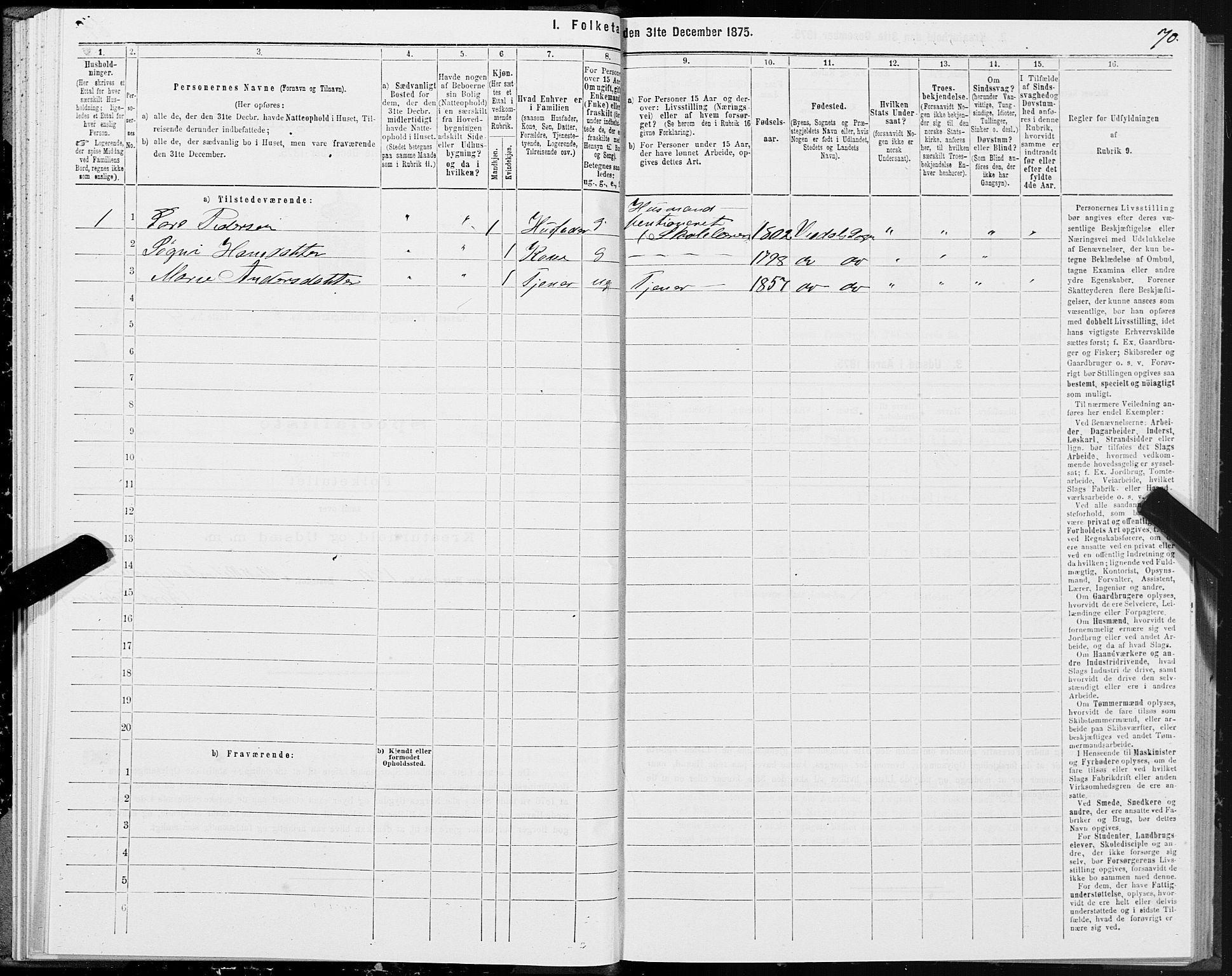 SAT, 1875 census for 1543P Nesset, 1875, p. 4070