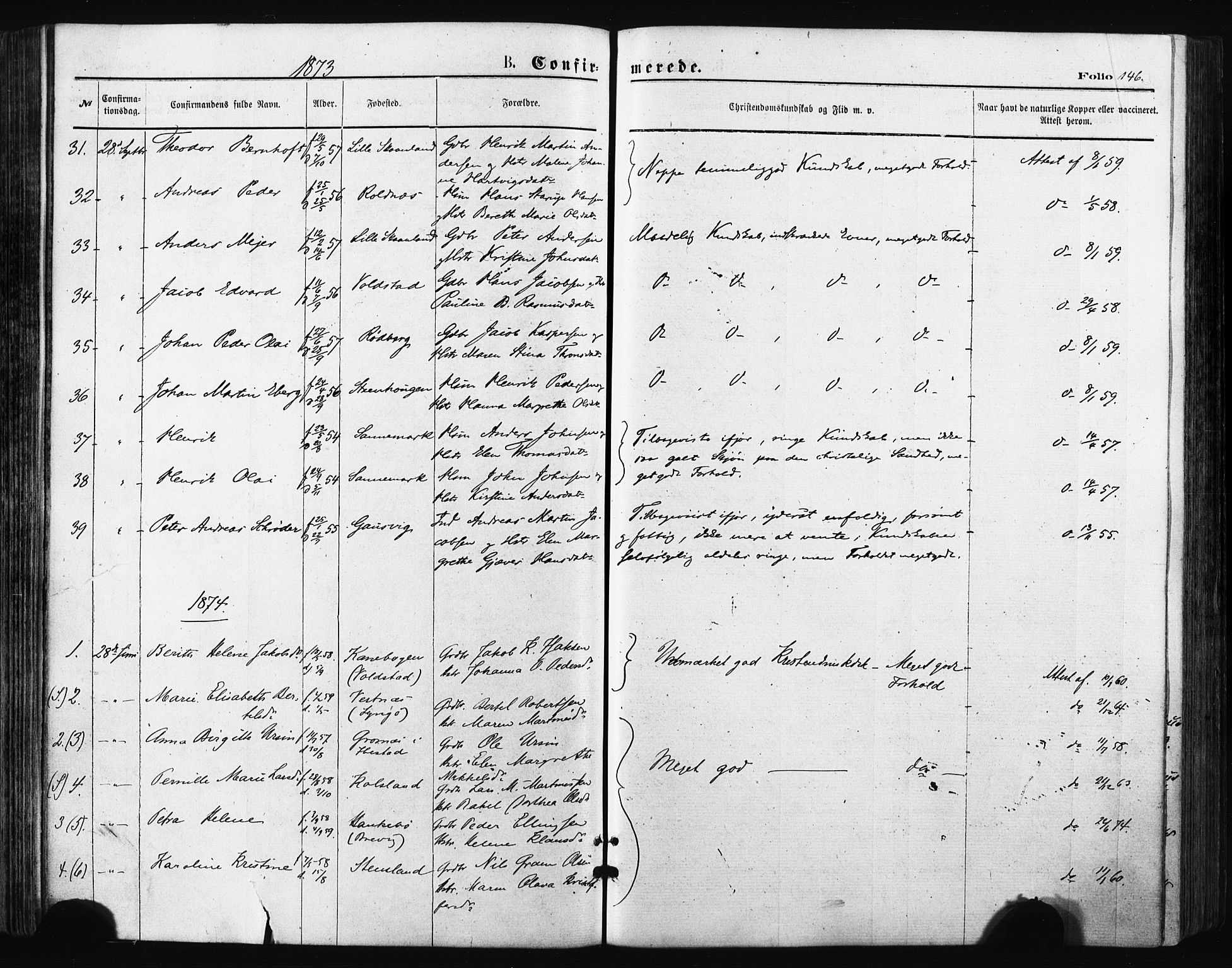 Trondenes sokneprestkontor, SATØ/S-1319/H/Ha/L0013kirke: Parish register (official) no. 13, 1870-1878, p. 146