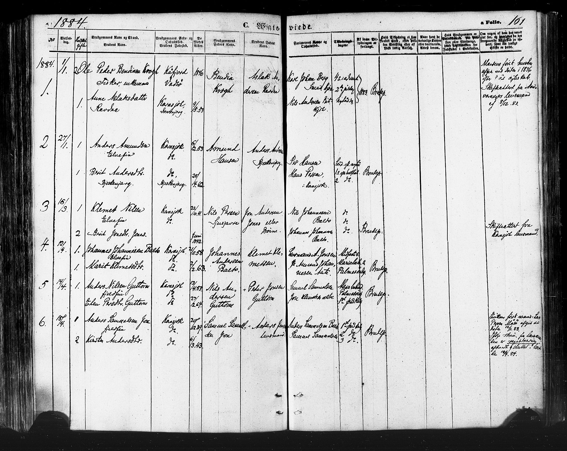 Karasjok sokneprestkontor, SATØ/S-1352/H/Ha/L0001kirke: Parish register (official) no. 1, 1872-1884, p. 161