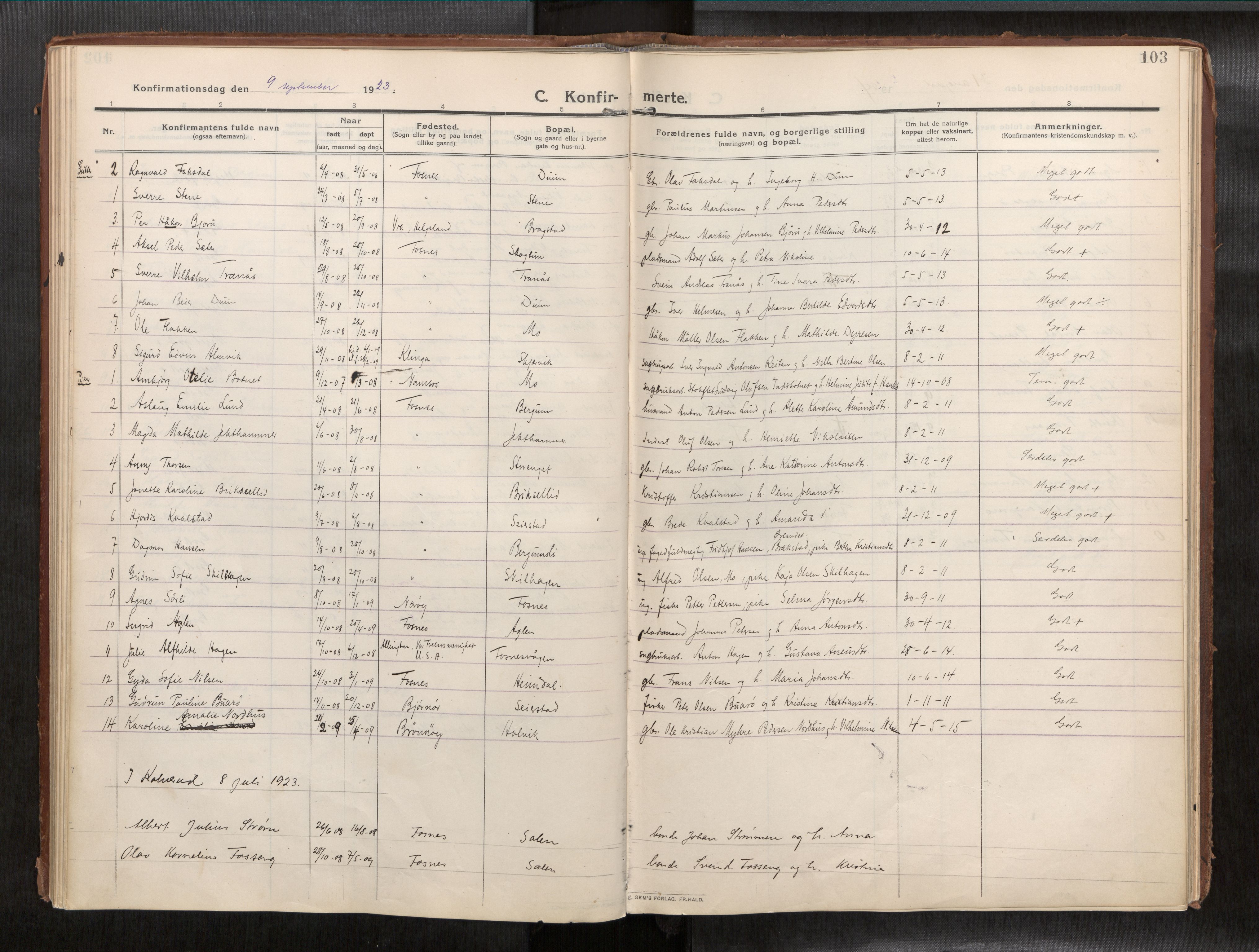 Ministerialprotokoller, klokkerbøker og fødselsregistre - Nord-Trøndelag, SAT/A-1458/773/L0624a: Parish register (official) no. 773A16, 1910-1936, p. 103