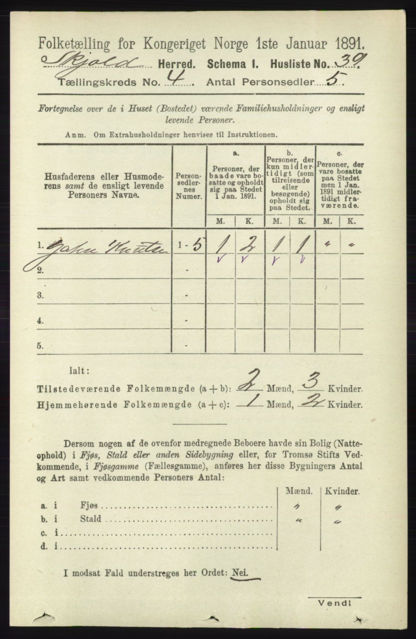 RA, 1891 census for 1154 Skjold, 1891, p. 549