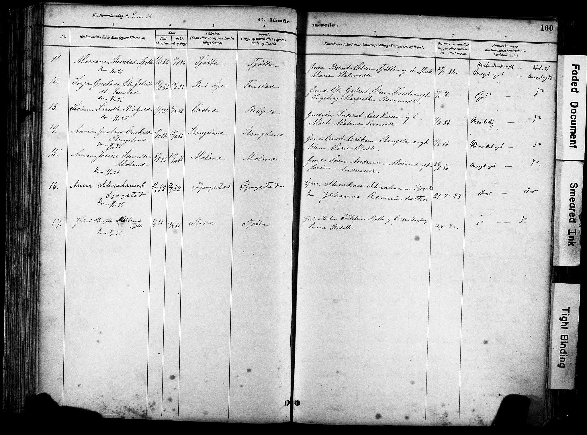 Klepp sokneprestkontor, SAST/A-101803/001/3/30BA/L0009: Parish register (official) no. A 7, 1886-1915, p. 160