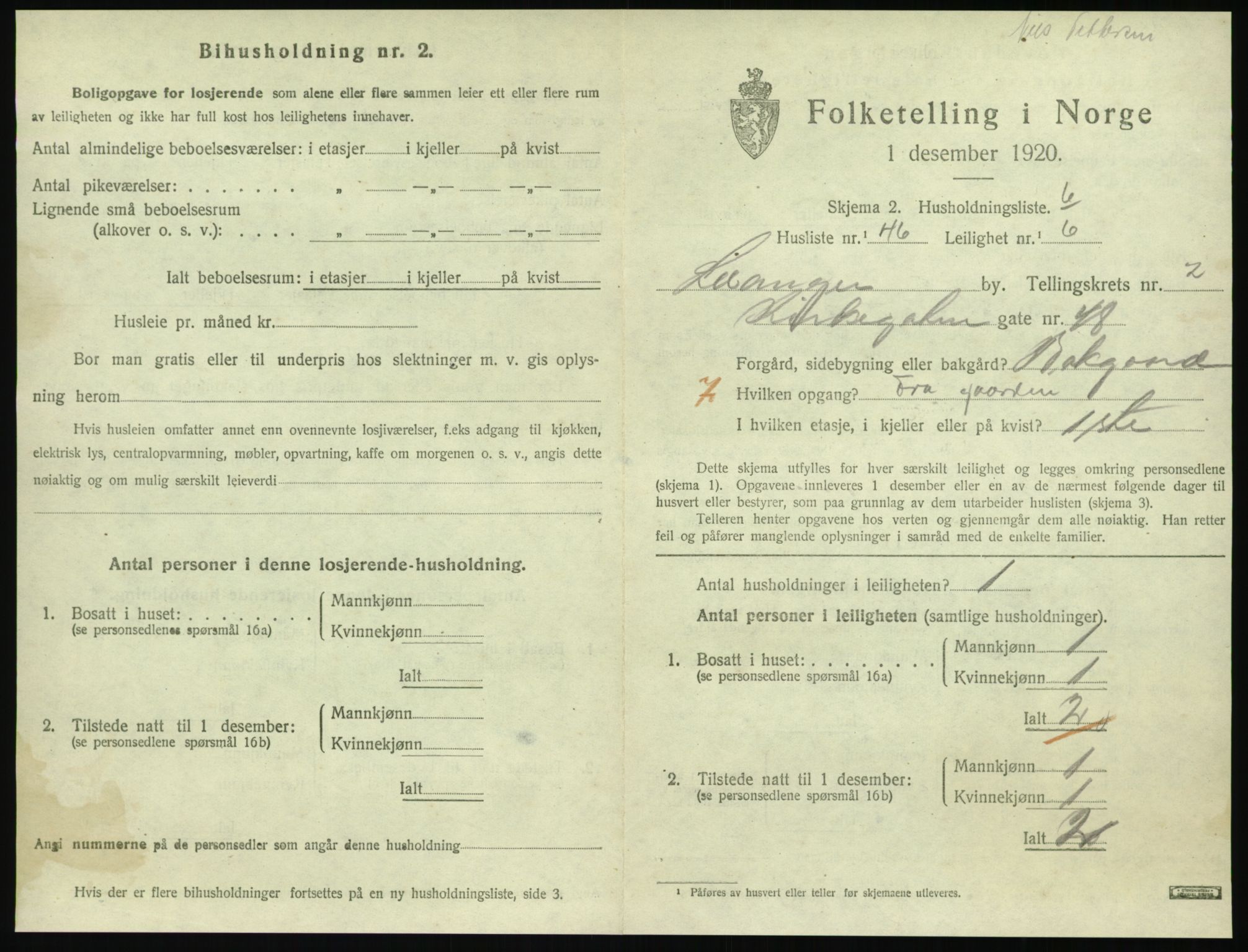 SAT, 1920 census for Levanger town, 1920, p. 1004