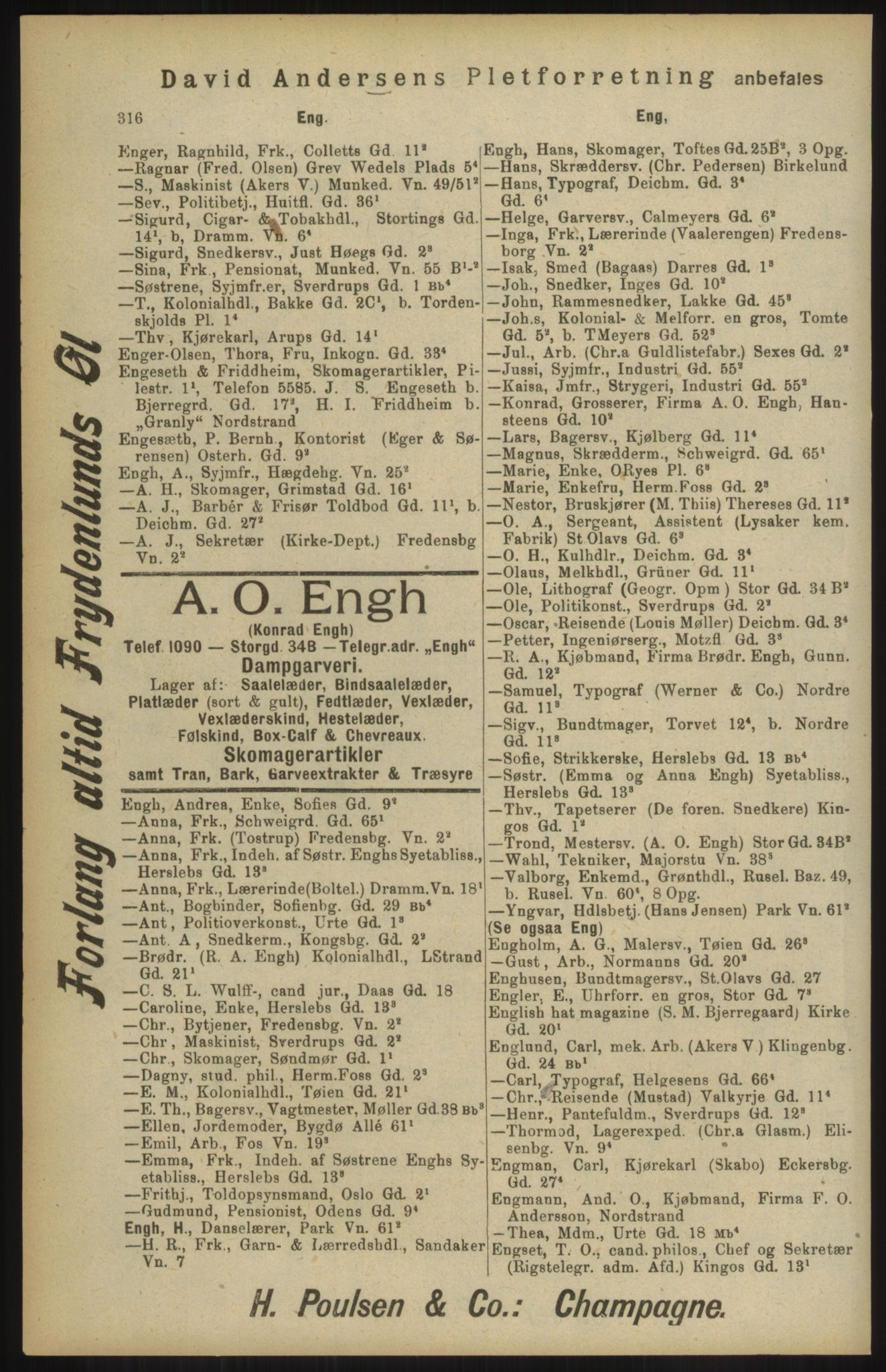 Kristiania/Oslo adressebok, PUBL/-, 1904, p. 316