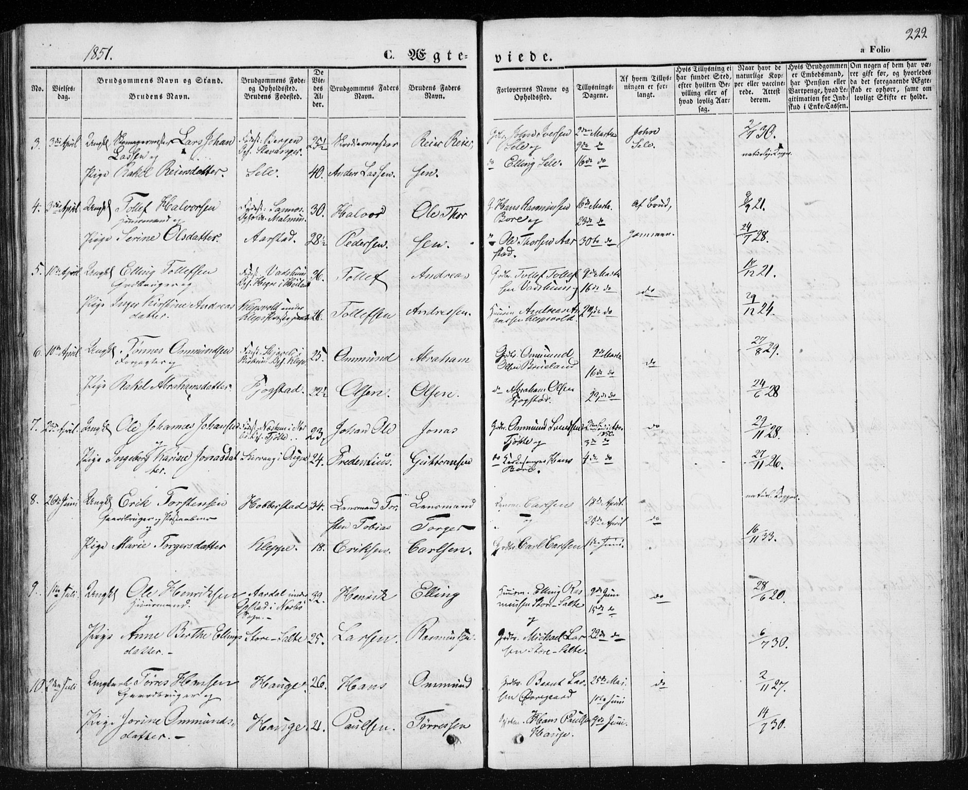 Klepp sokneprestkontor, SAST/A-101803/001/3/30BA/L0004: Parish register (official) no. A 4, 1842-1852, p. 222