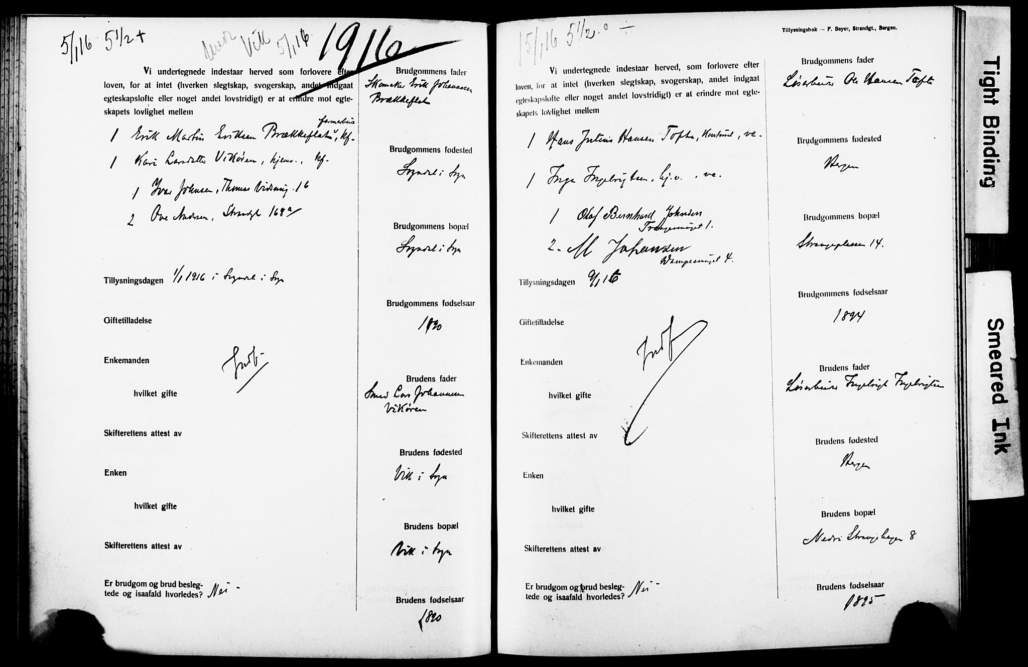 Nykirken Sokneprestembete, AV/SAB-A-77101: Best man's statements no. II.5.7, 1914-1917, p. 120
