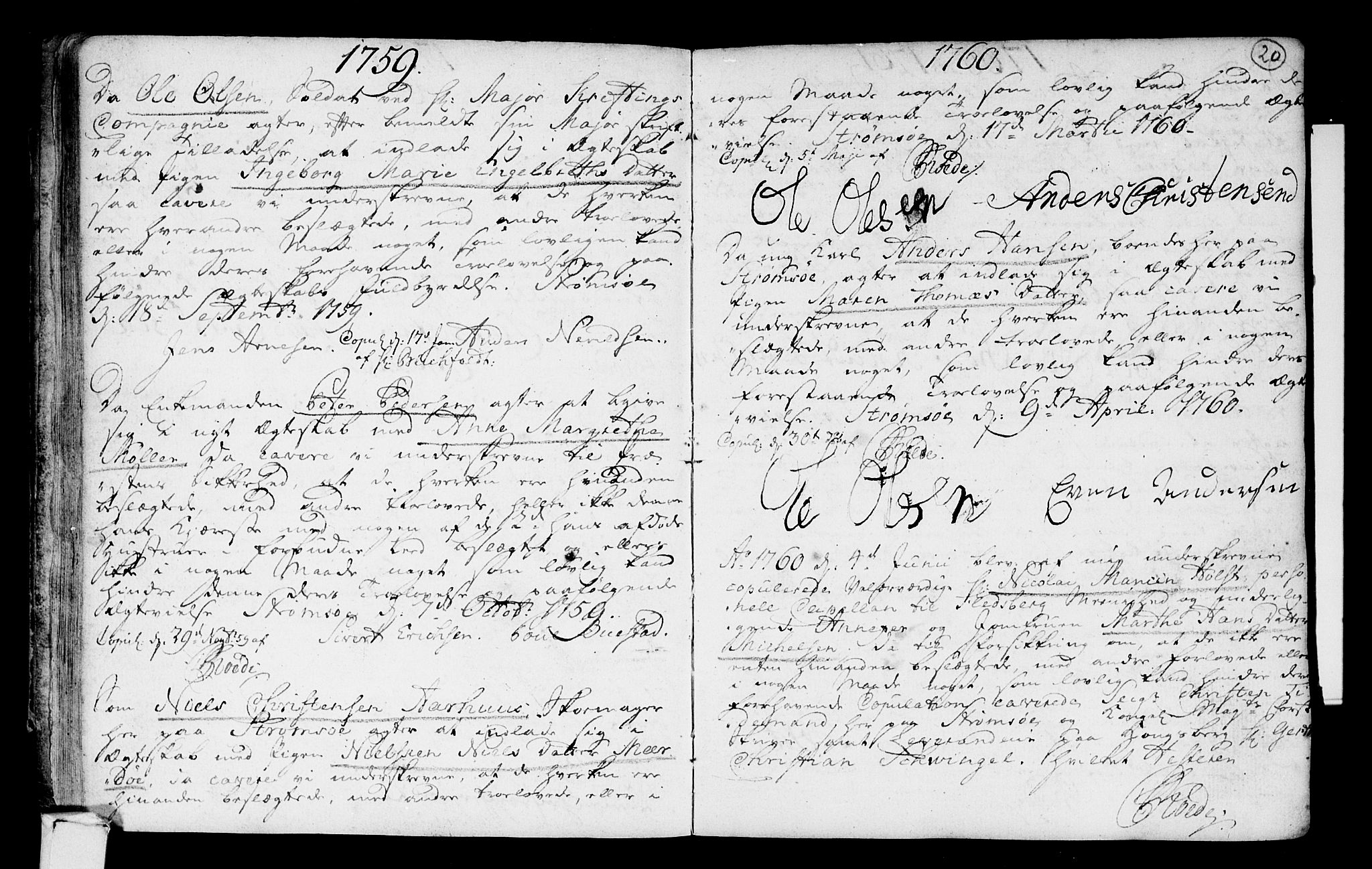 Strømsø kirkebøker, SAKO/A-246/H/Hb/L0001: Best man's statements no. 1, 1752-1815, p. 20