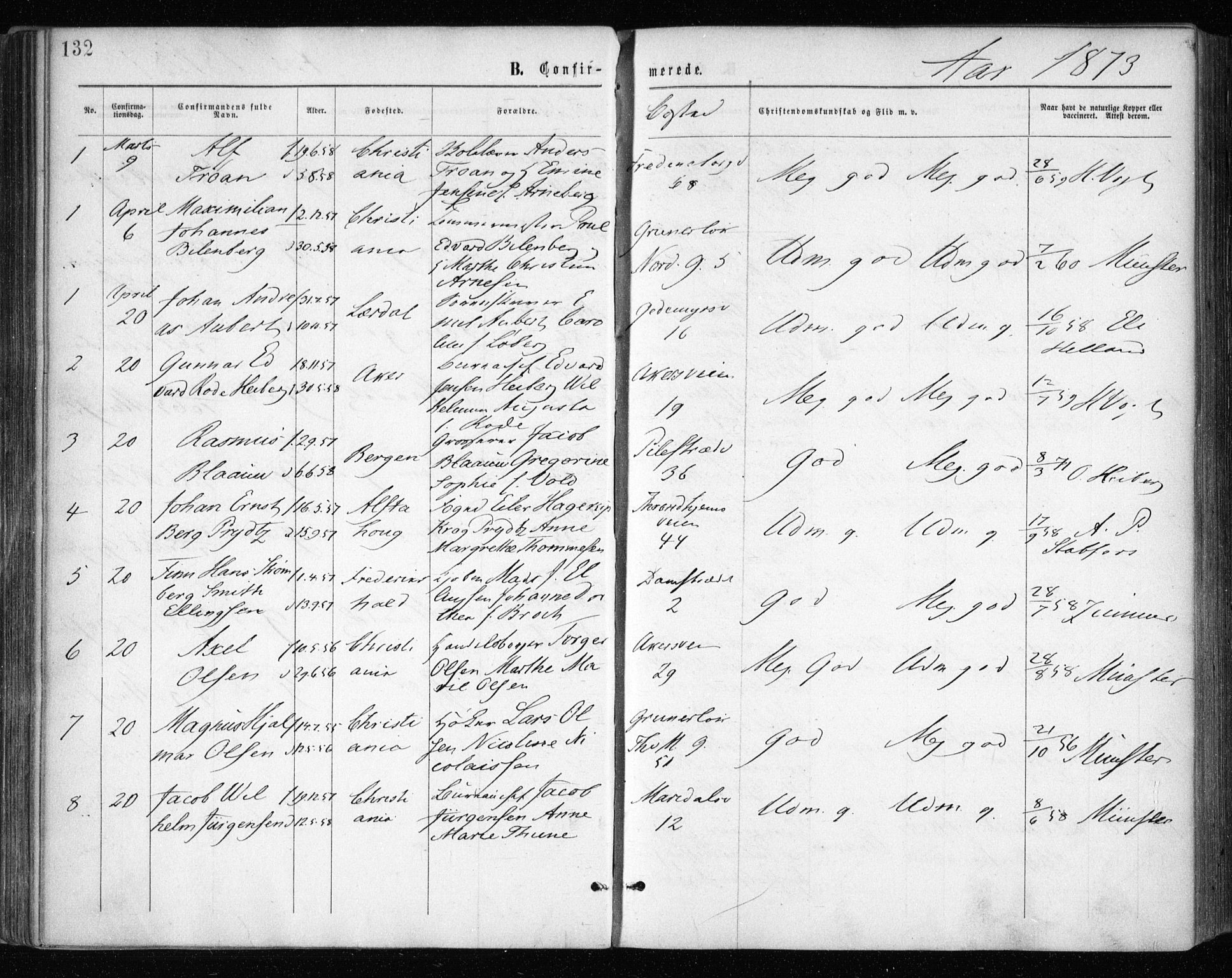 Gamle Aker prestekontor Kirkebøker, SAO/A-10617a/F/L0003: Parish register (official) no. 3, 1865-1873, p. 132