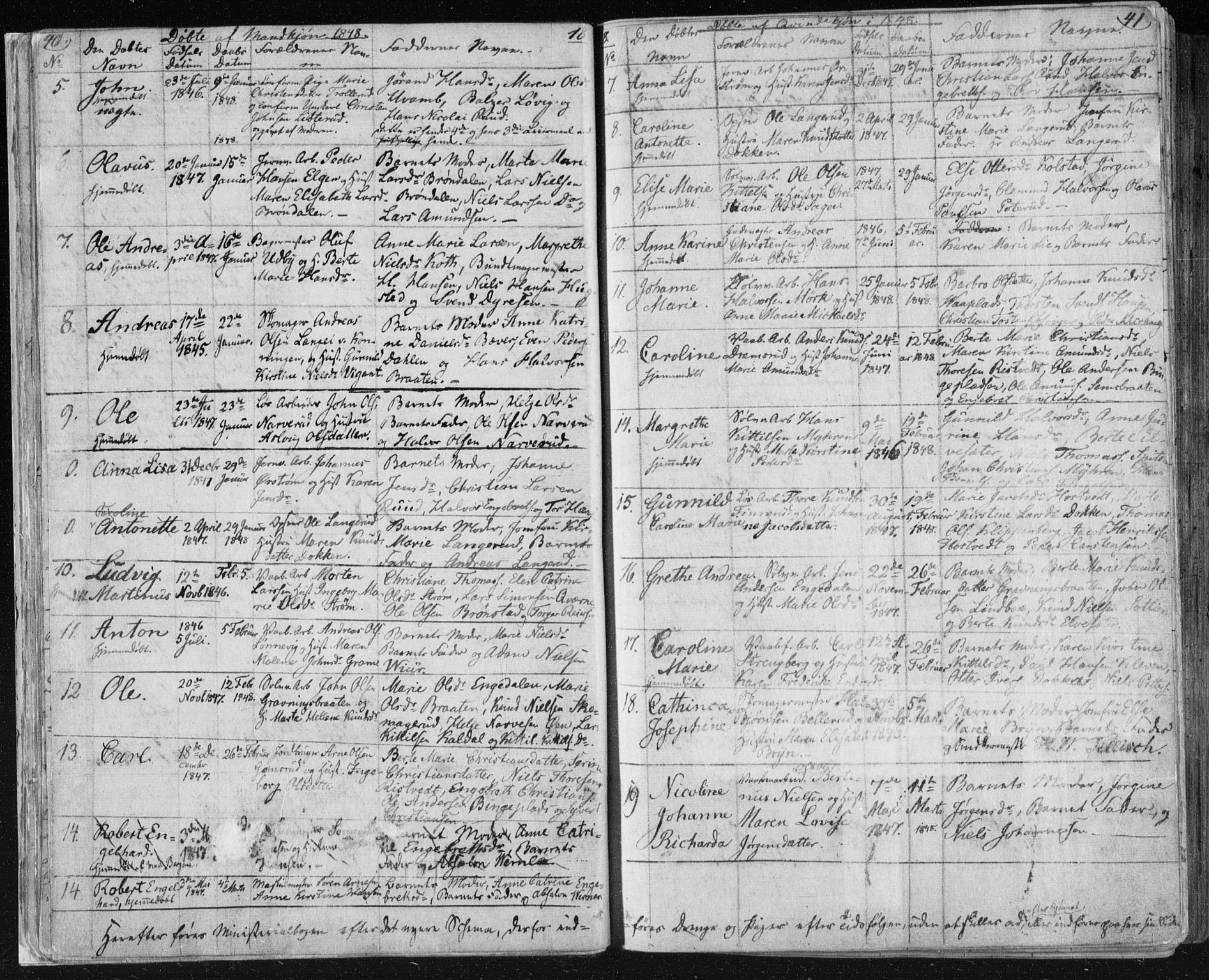 Kongsberg kirkebøker, SAKO/A-22/F/Fa/L0009: Parish register (official) no. I 9, 1839-1858, p. 40-41