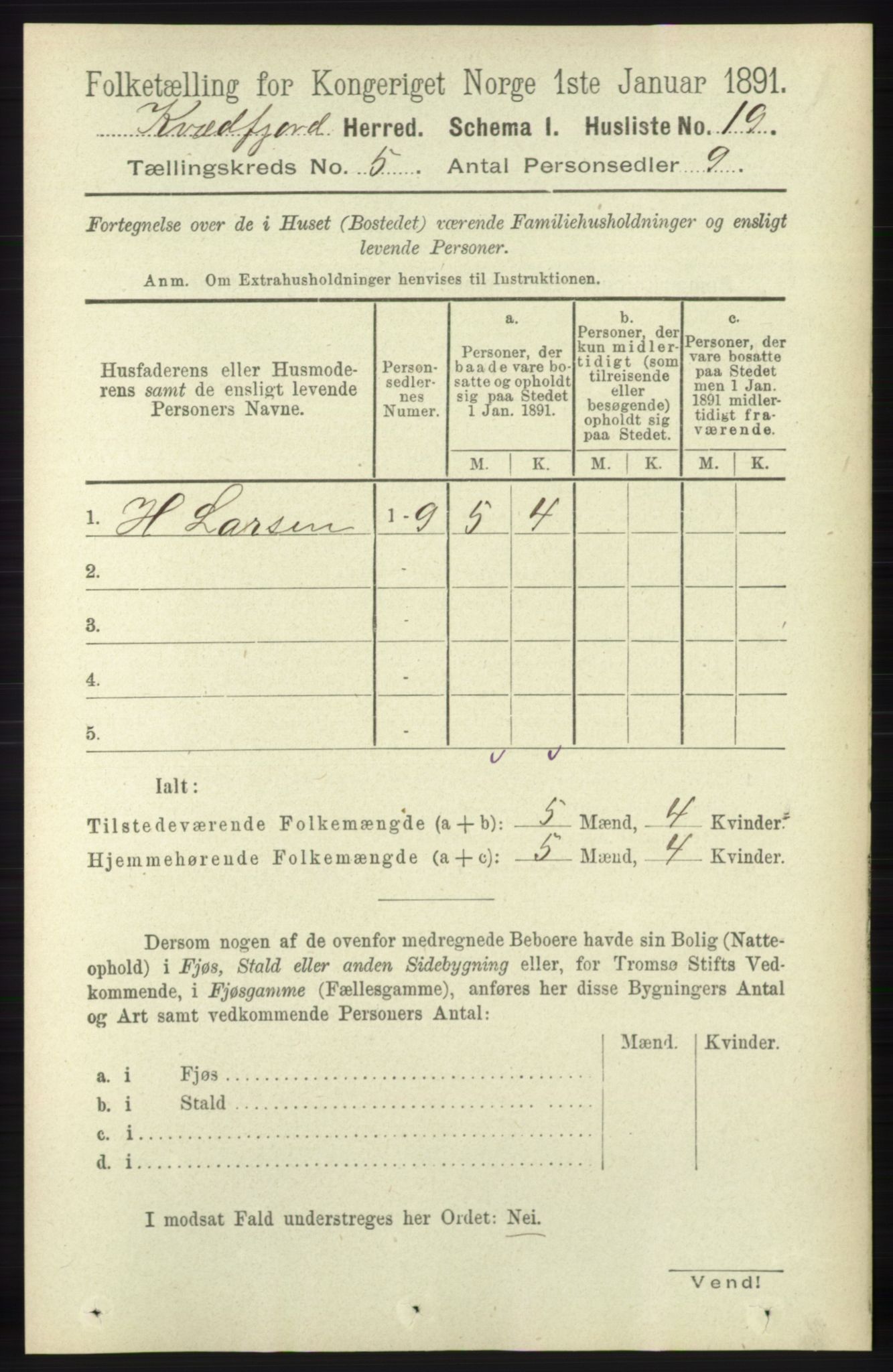 RA, 1891 census for 1911 Kvæfjord, 1891, p. 2783