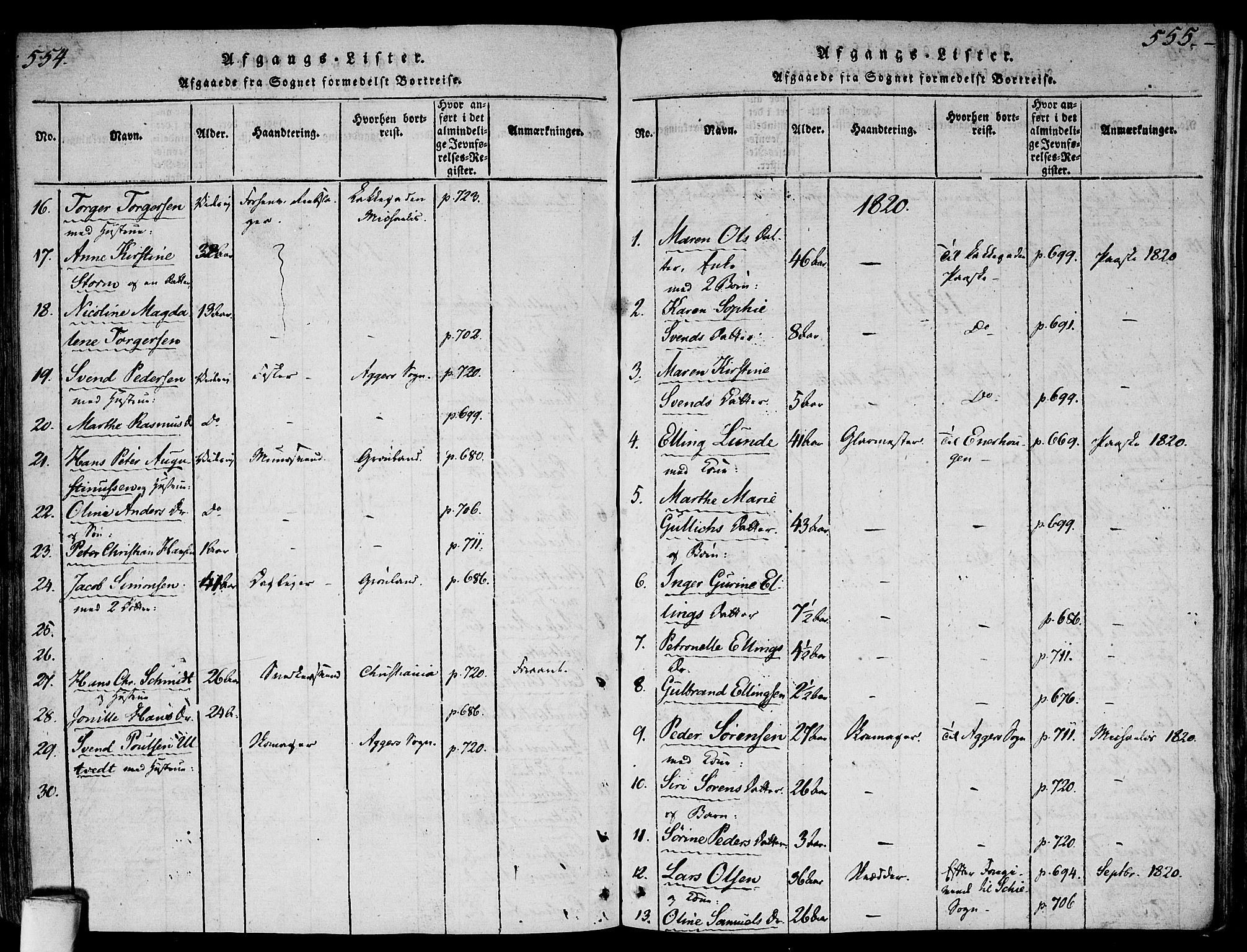 Gamlebyen prestekontor Kirkebøker, SAO/A-10884/F/Fa/L0002: Parish register (official) no. 2, 1817-1829, p. 554-555
