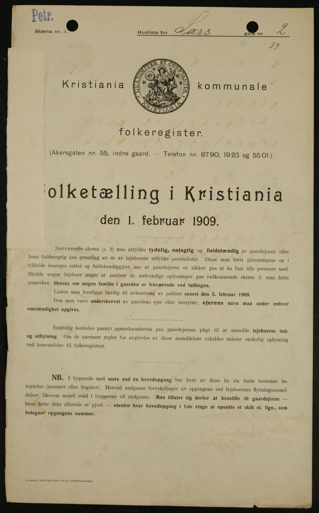 OBA, Municipal Census 1909 for Kristiania, 1909, p. 81083