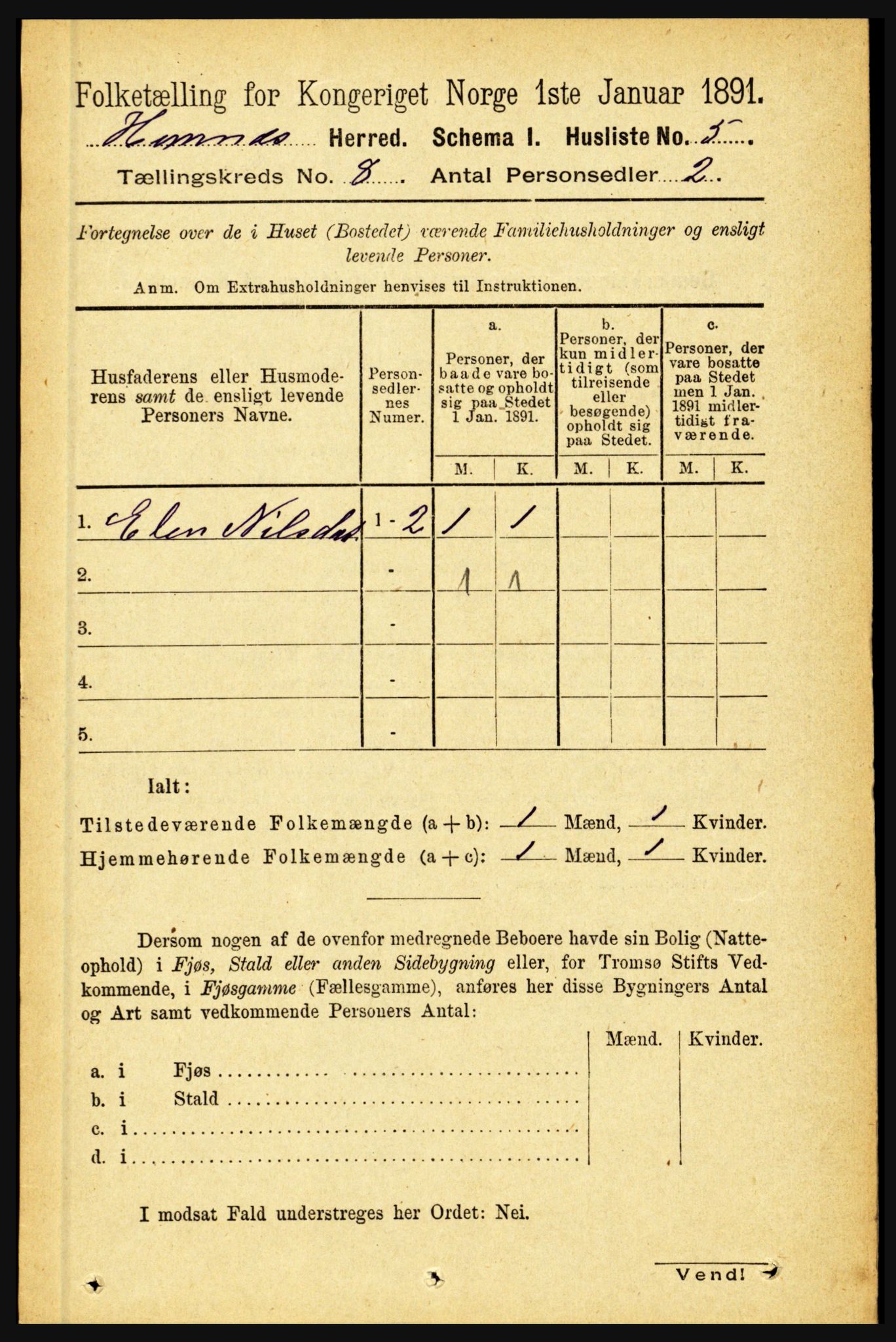 RA, 1891 census for 1832 Hemnes, 1891, p. 3539