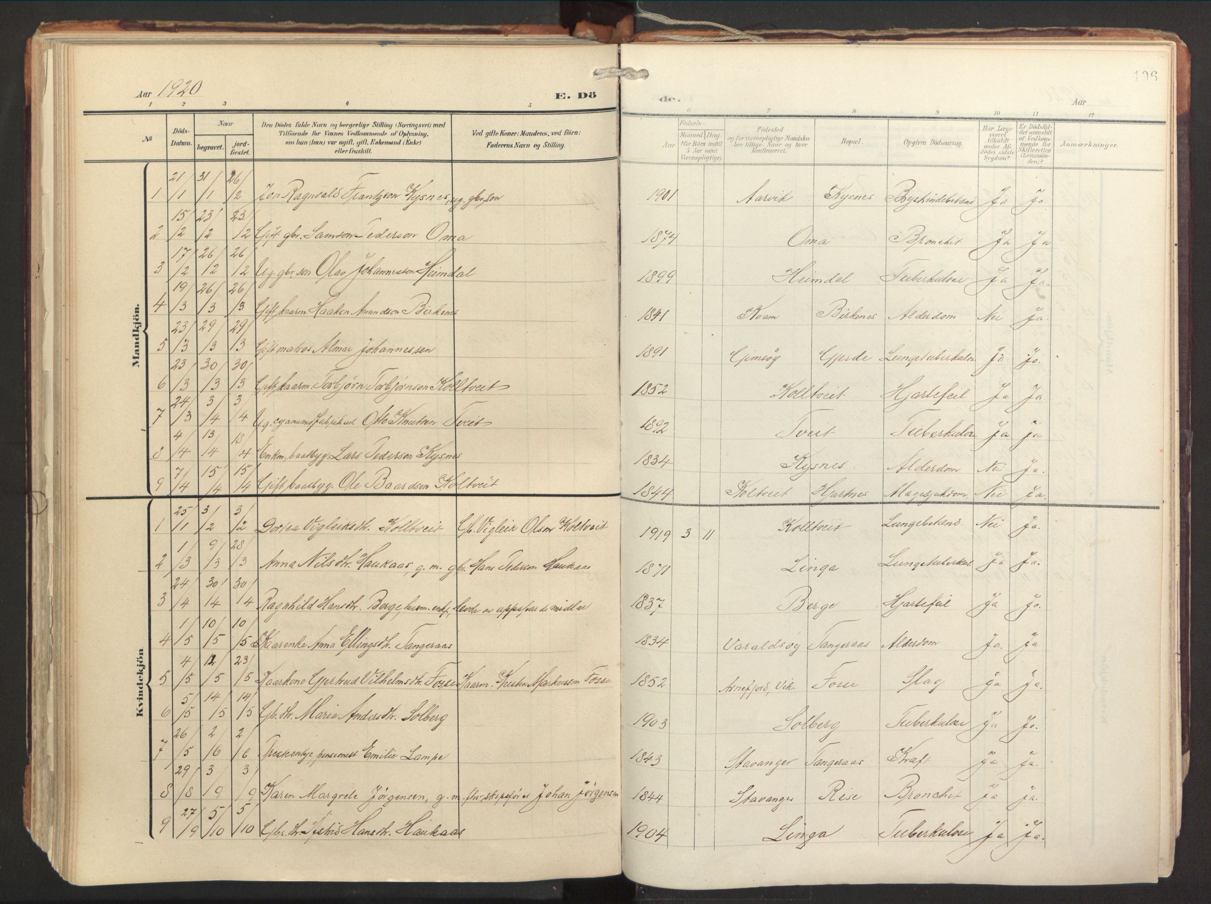 Strandebarm sokneprestembete, SAB/A-78401/H/Haa: Parish register (official) no. B 2, 1909-1941, p. 196