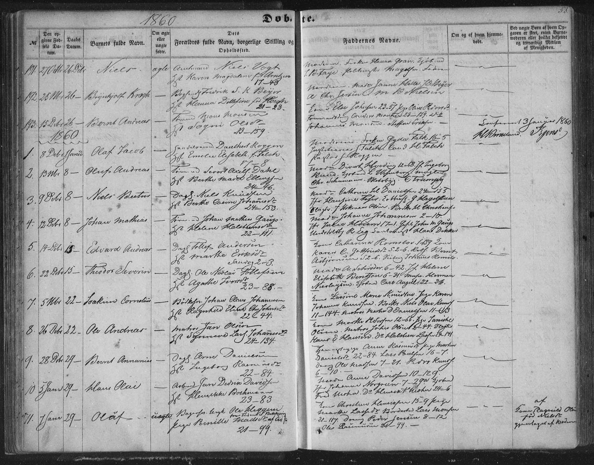 Korskirken sokneprestembete, SAB/A-76101/H/Haa/L0018: Parish register (official) no. B 4, 1857-1866, p. 53