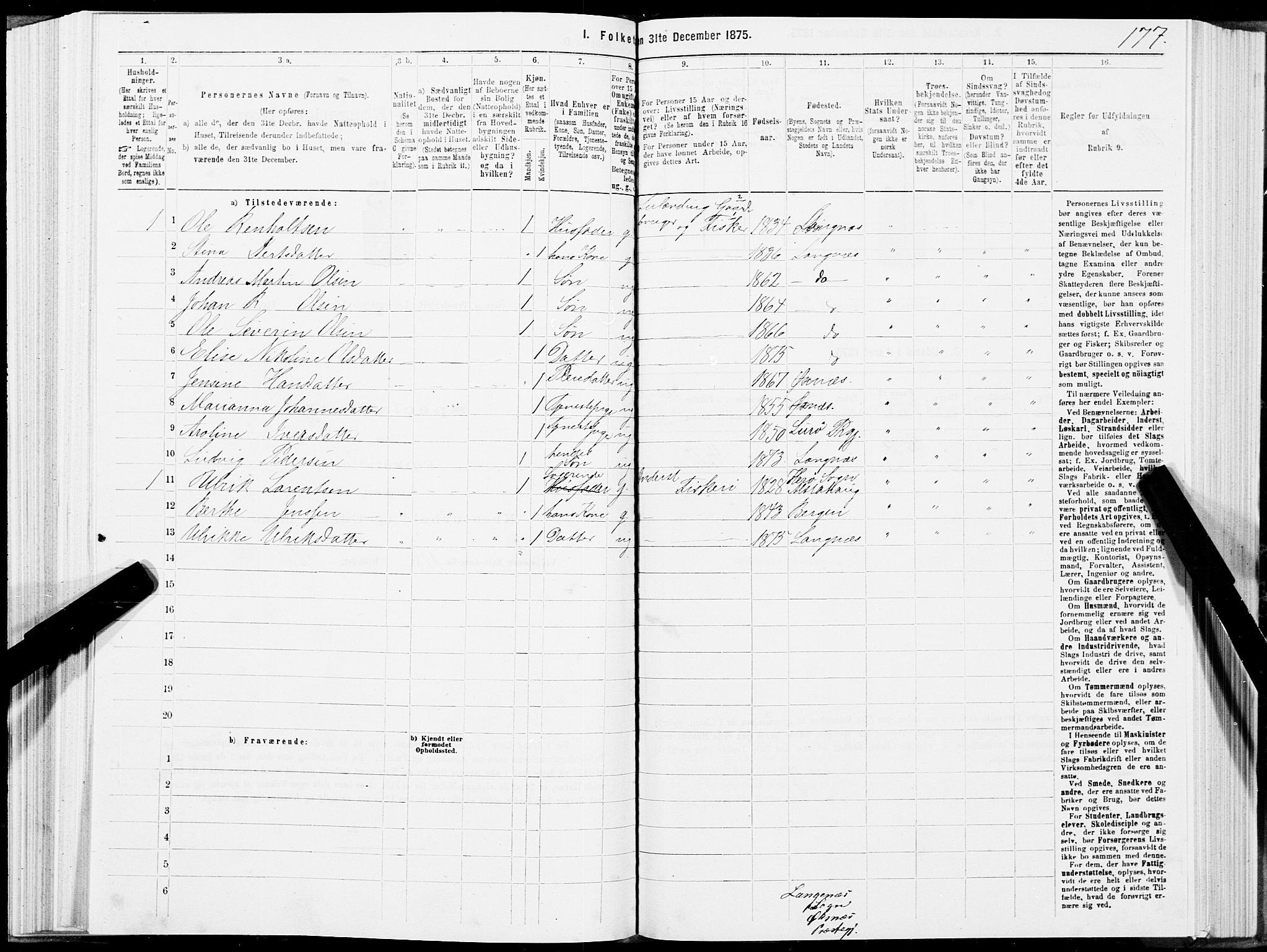 SAT, 1875 census for 1868P Øksnes, 1875, p. 2177