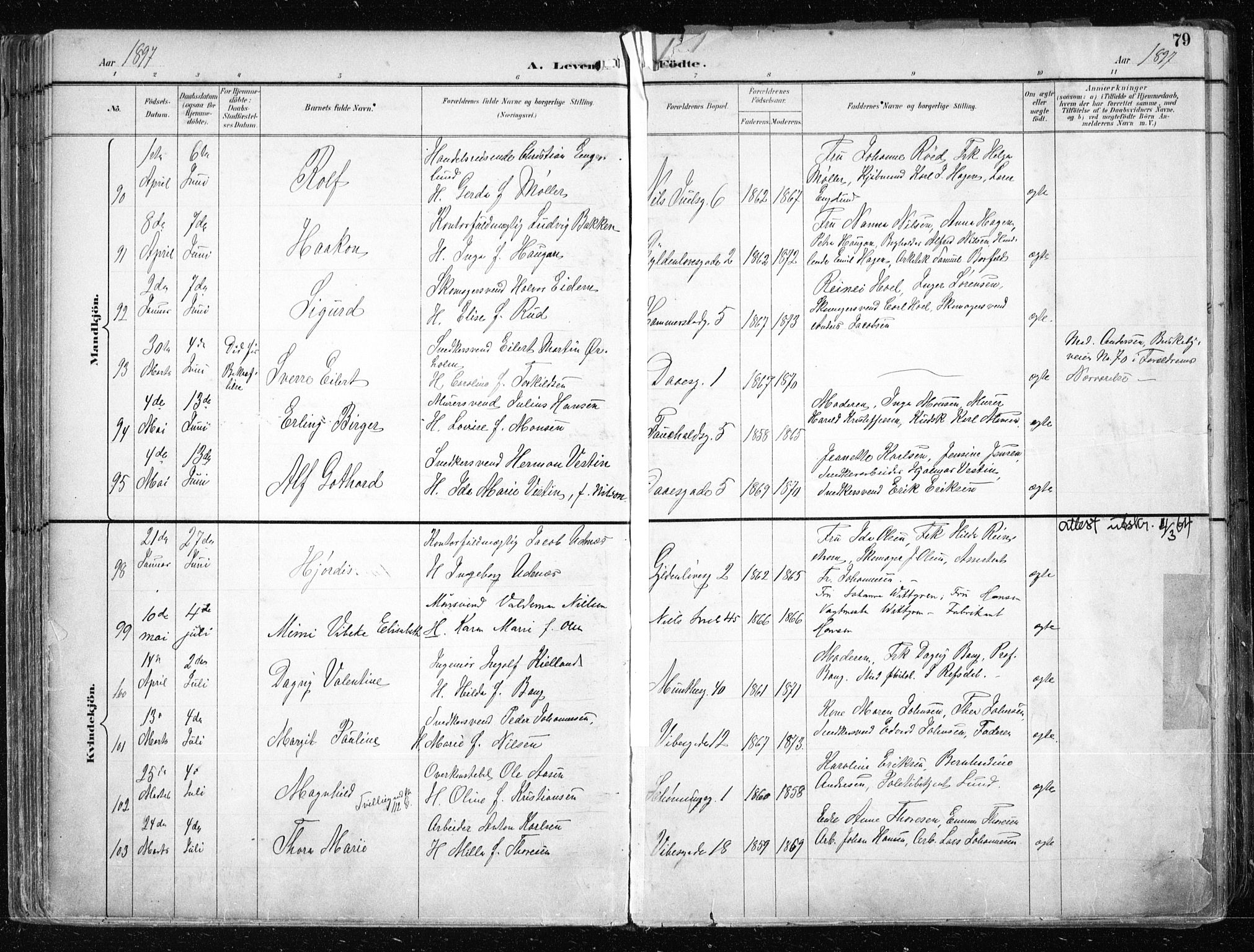 Uranienborg prestekontor Kirkebøker, SAO/A-10877/F/Fa/L0005: Parish register (official) no. 5, 1895-1907, p. 79