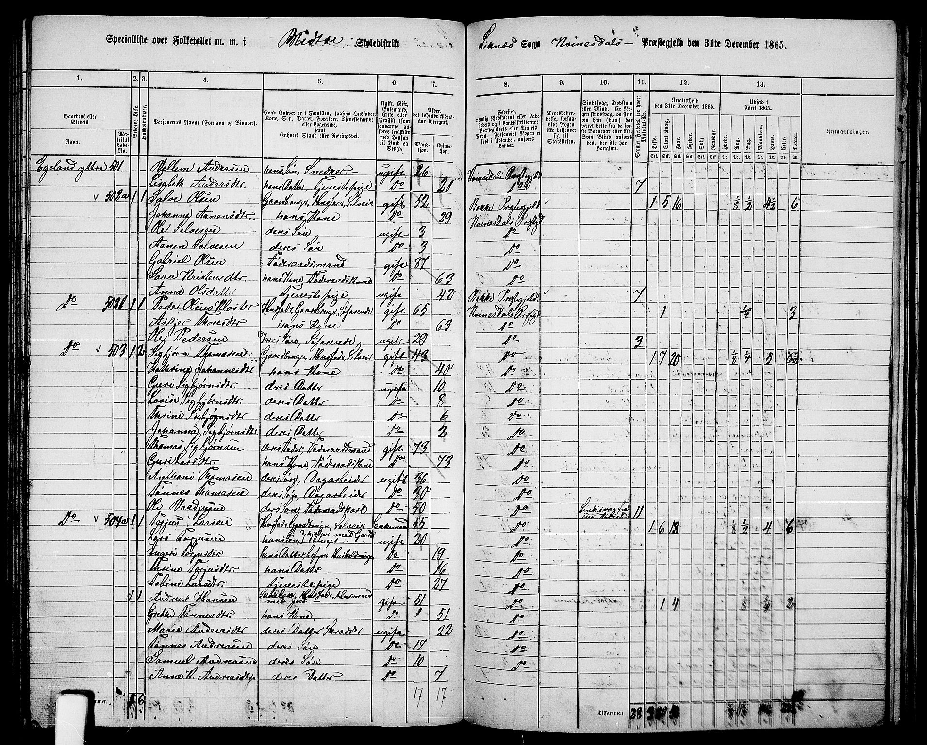 RA, 1865 census for Kvinesdal, 1865, p. 133