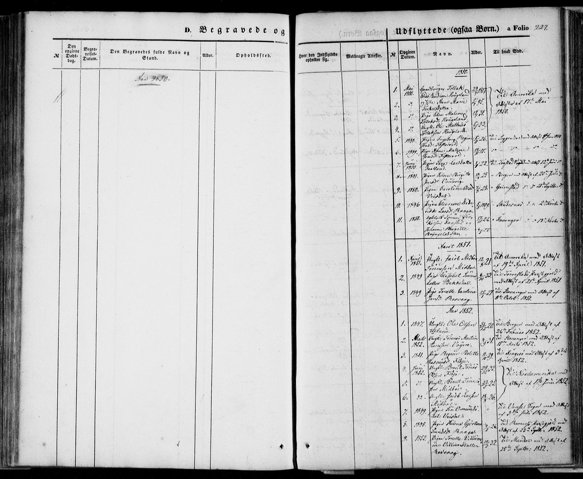 Flekkefjord sokneprestkontor, SAK/1111-0012/F/Fa/Fab/L0004: Parish register (official) no. A 4, 1850-1875, p. 227