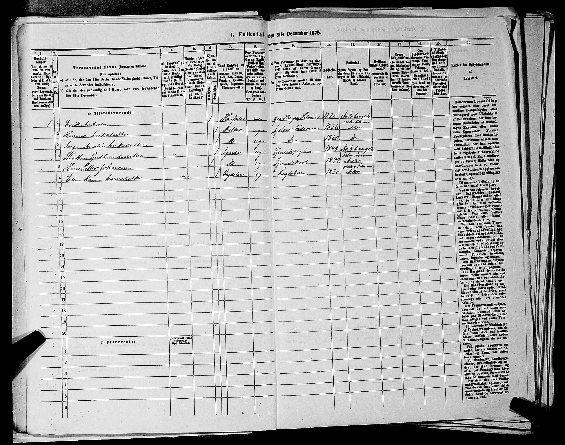 RA, 1875 census for 0220P Asker, 1875, p. 2499