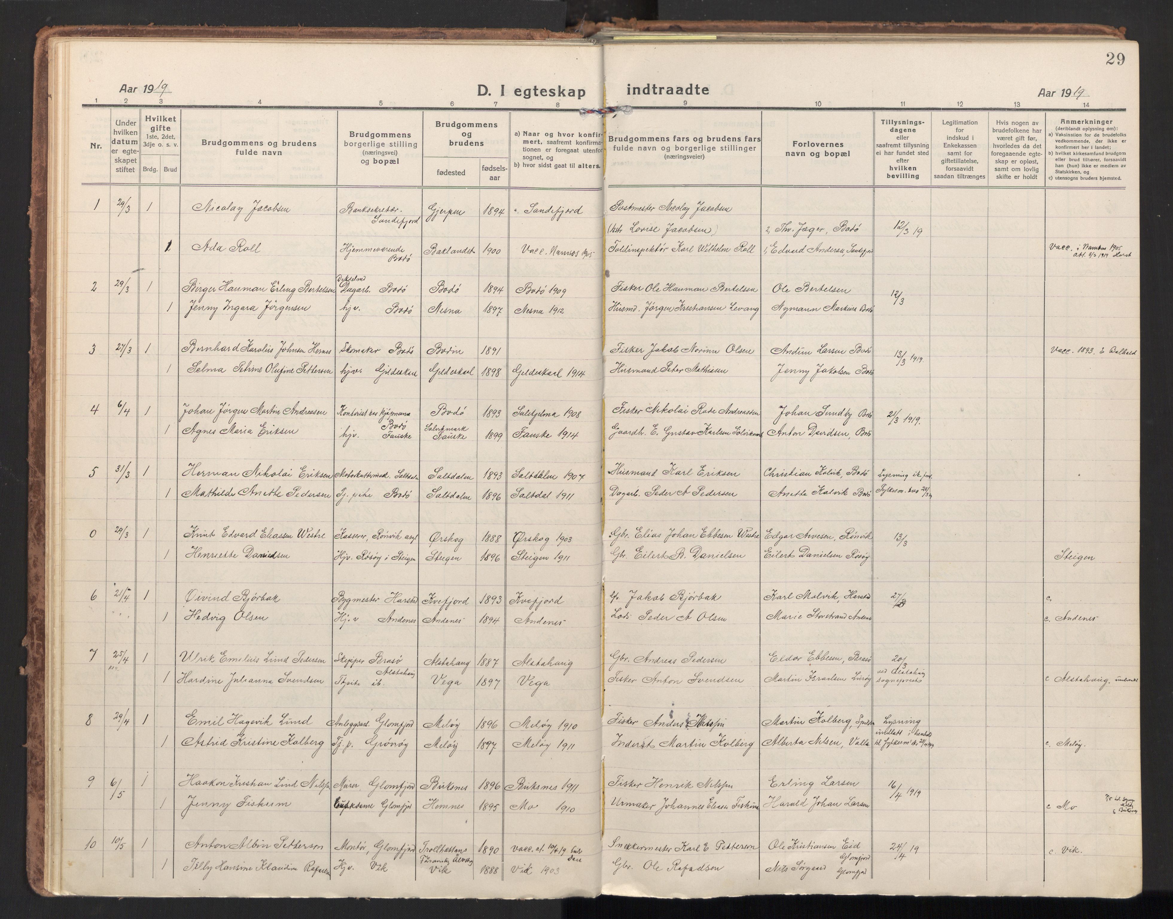 Ministerialprotokoller, klokkerbøker og fødselsregistre - Nordland, AV/SAT-A-1459/801/L0018: Parish register (official) no. 801A18, 1916-1930, p. 29