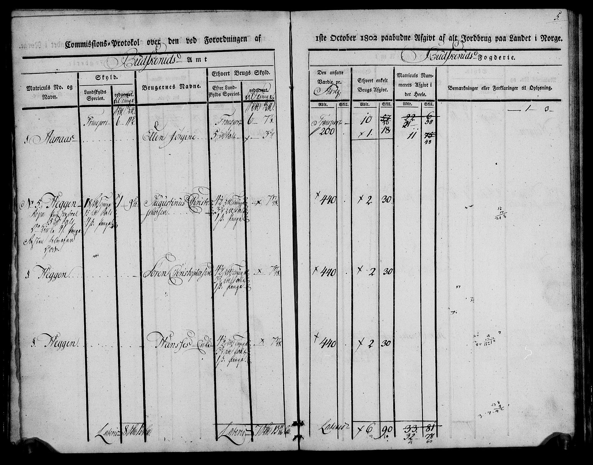 Rentekammeret inntil 1814, Realistisk ordnet avdeling, AV/RA-EA-4070/N/Ne/Nea/L0062: Buskerud fogderi. Kommisjonsprotokoll for Røyken prestegjeld, 1803, p. 5