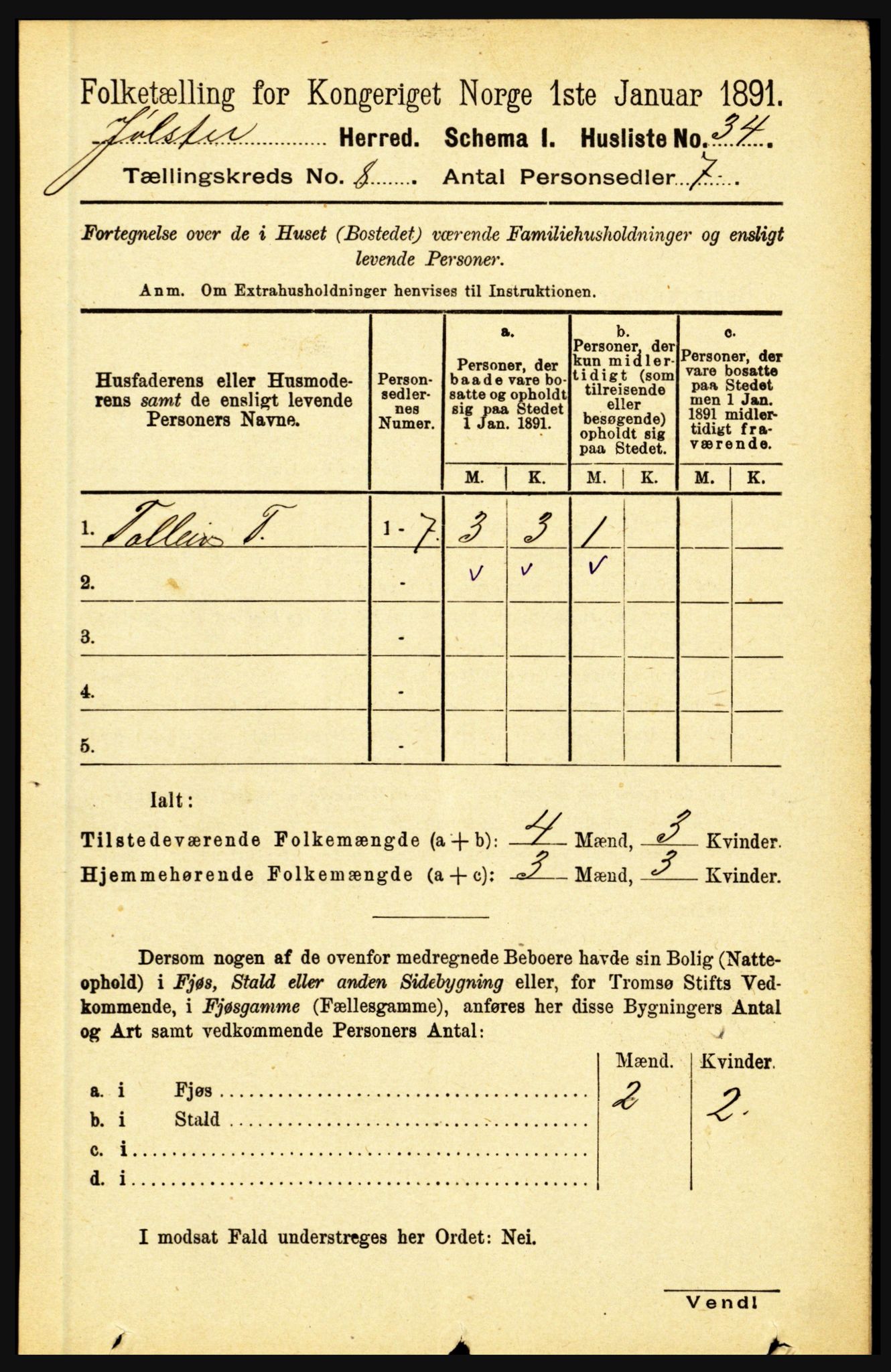 RA, 1891 census for 1431 Jølster, 1891, p. 2796