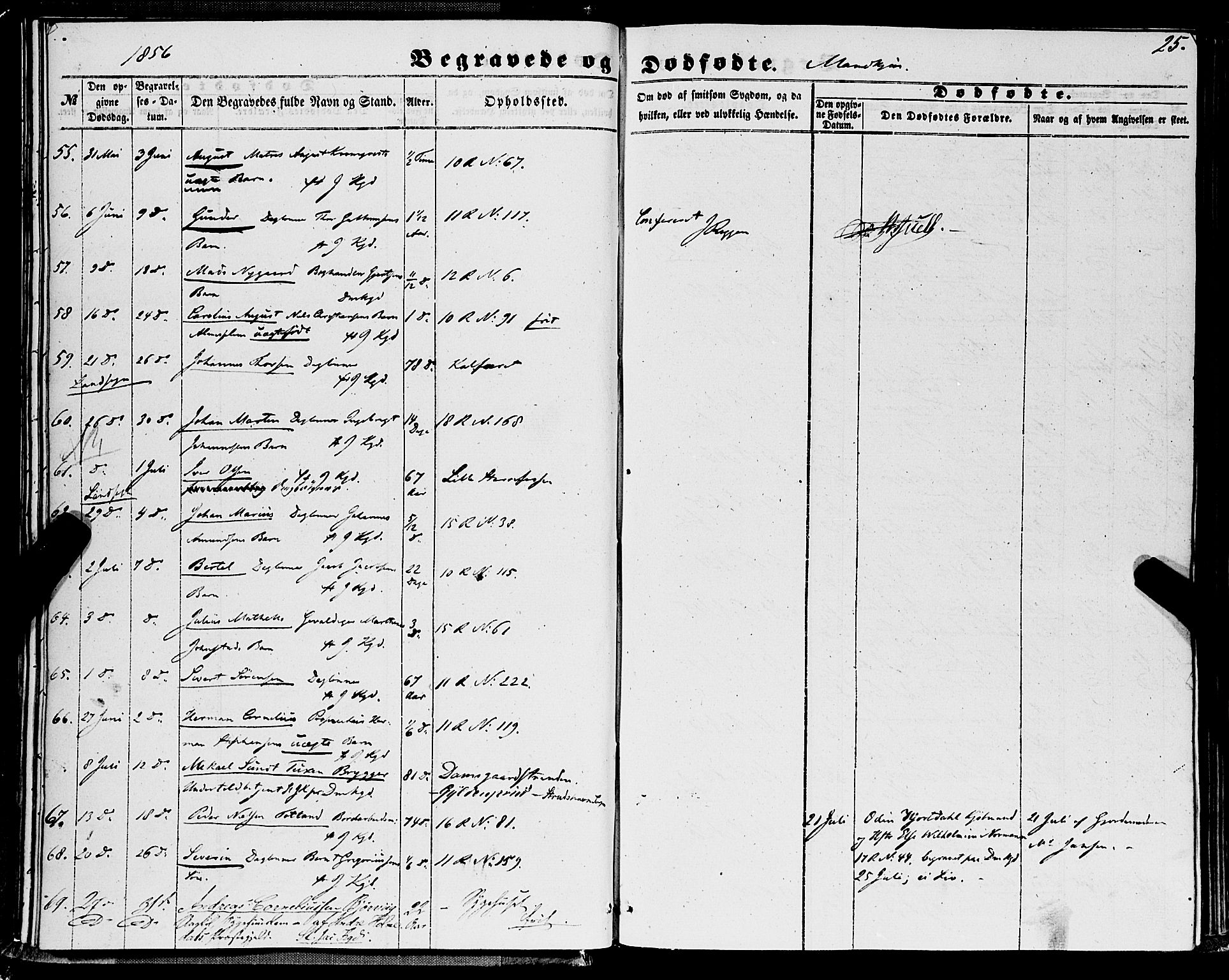 Domkirken sokneprestembete, SAB/A-74801/H/Haa/L0041: Parish register (official) no. E 2, 1853-1863, p. 25