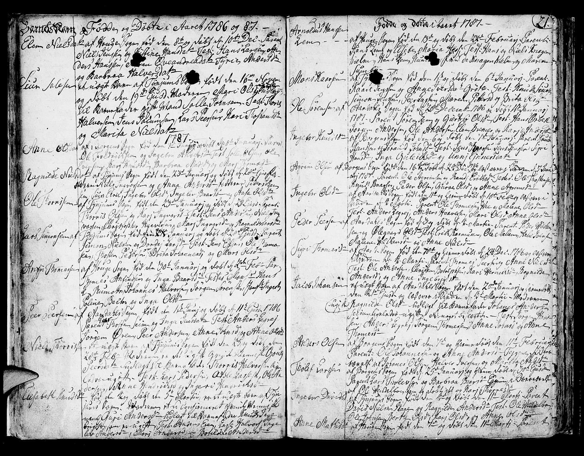 Lærdal sokneprestembete, SAB/A-81201: Parish register (official) no. A 3, 1783-1804, p. 21