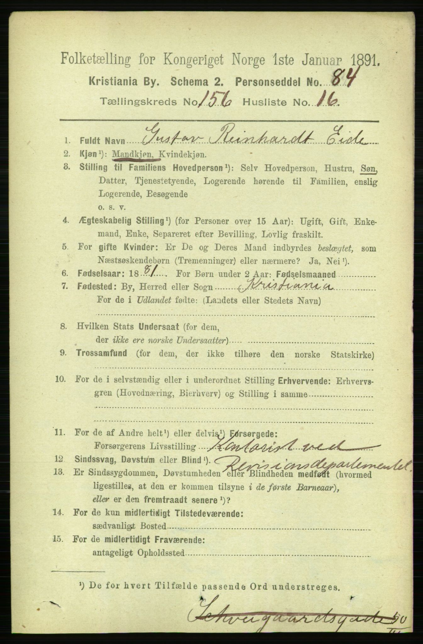 RA, 1891 census for 0301 Kristiania, 1891, p. 89166