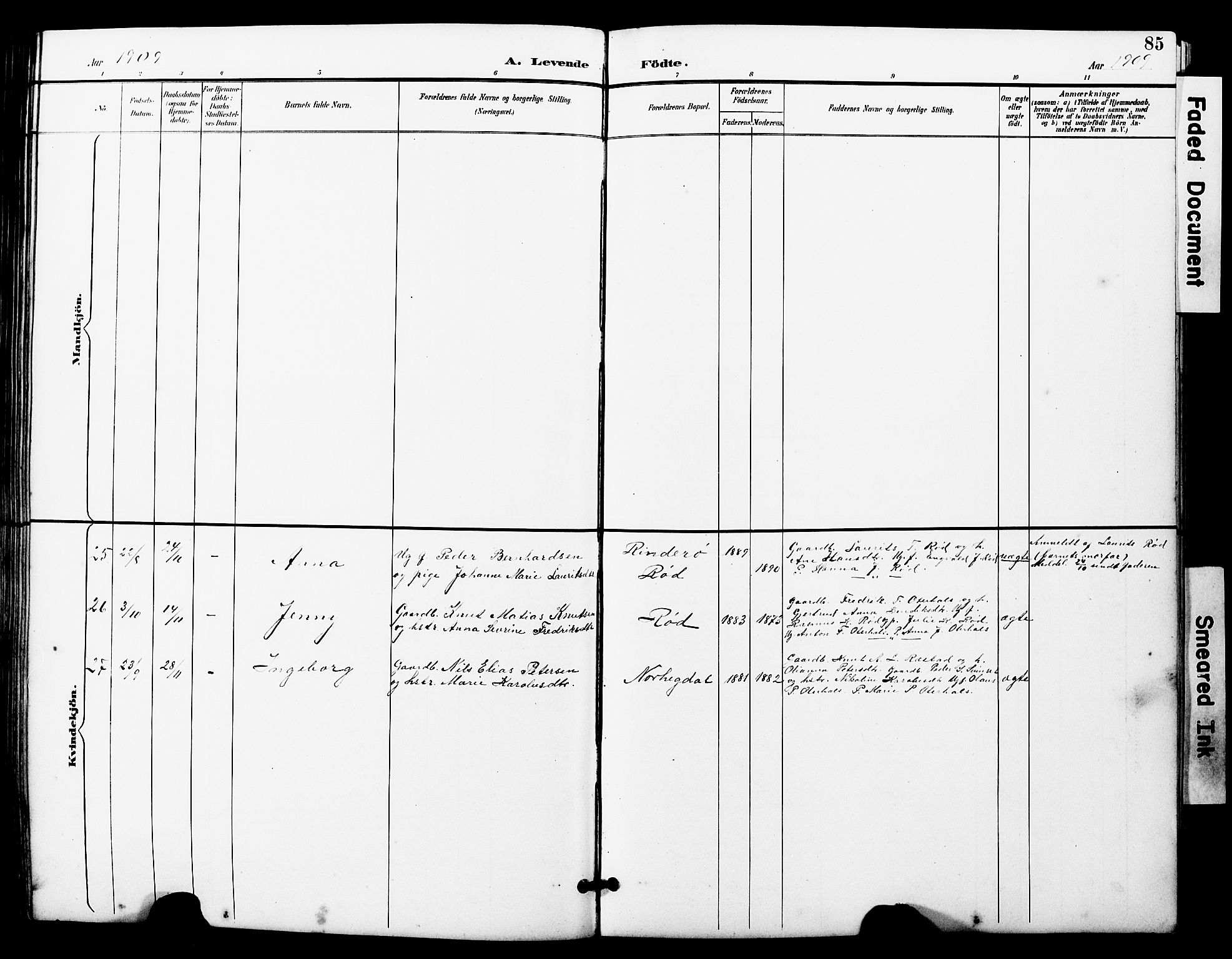 Ministerialprotokoller, klokkerbøker og fødselsregistre - Møre og Romsdal, AV/SAT-A-1454/560/L0725: Parish register (copy) no. 560C02, 1895-1930, p. 85