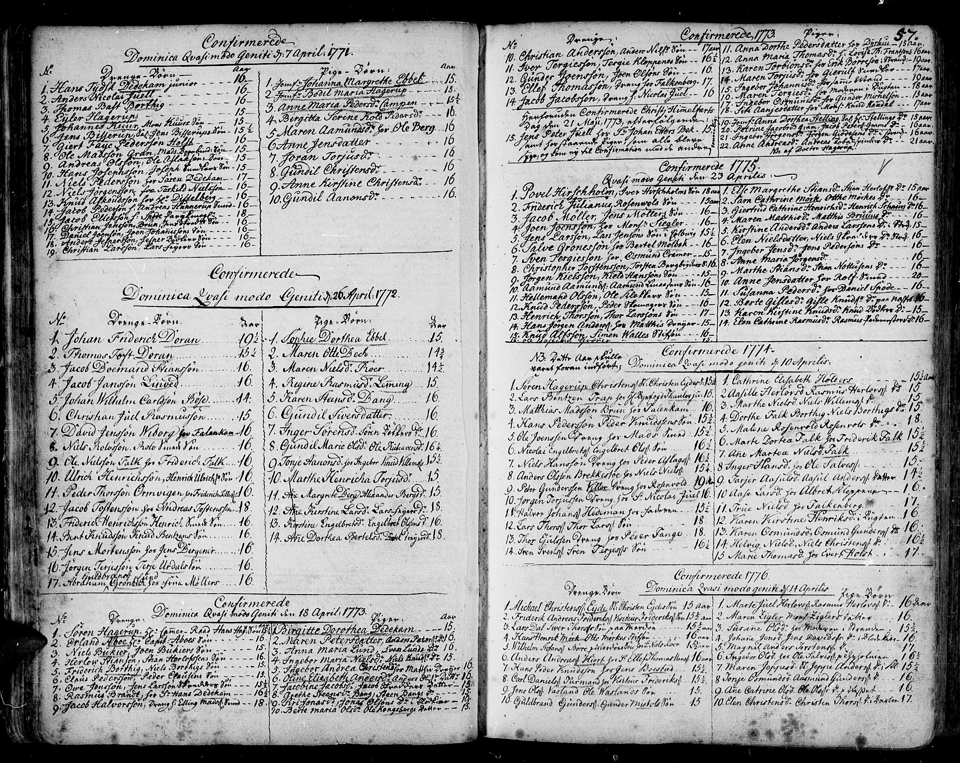 Arendal sokneprestkontor, Trefoldighet, AV/SAK-1111-0040/F/Fa/L0001: Parish register (official) no. A 1, 1703-1815, p. 57