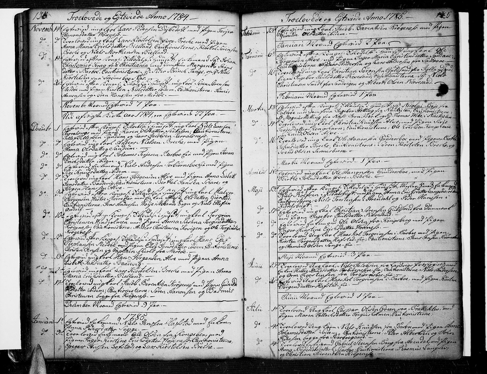 Tromøy sokneprestkontor, SAK/1111-0041/F/Fa/L0002: Parish register (official) no. A 2, 1773-1808, p. 174-175