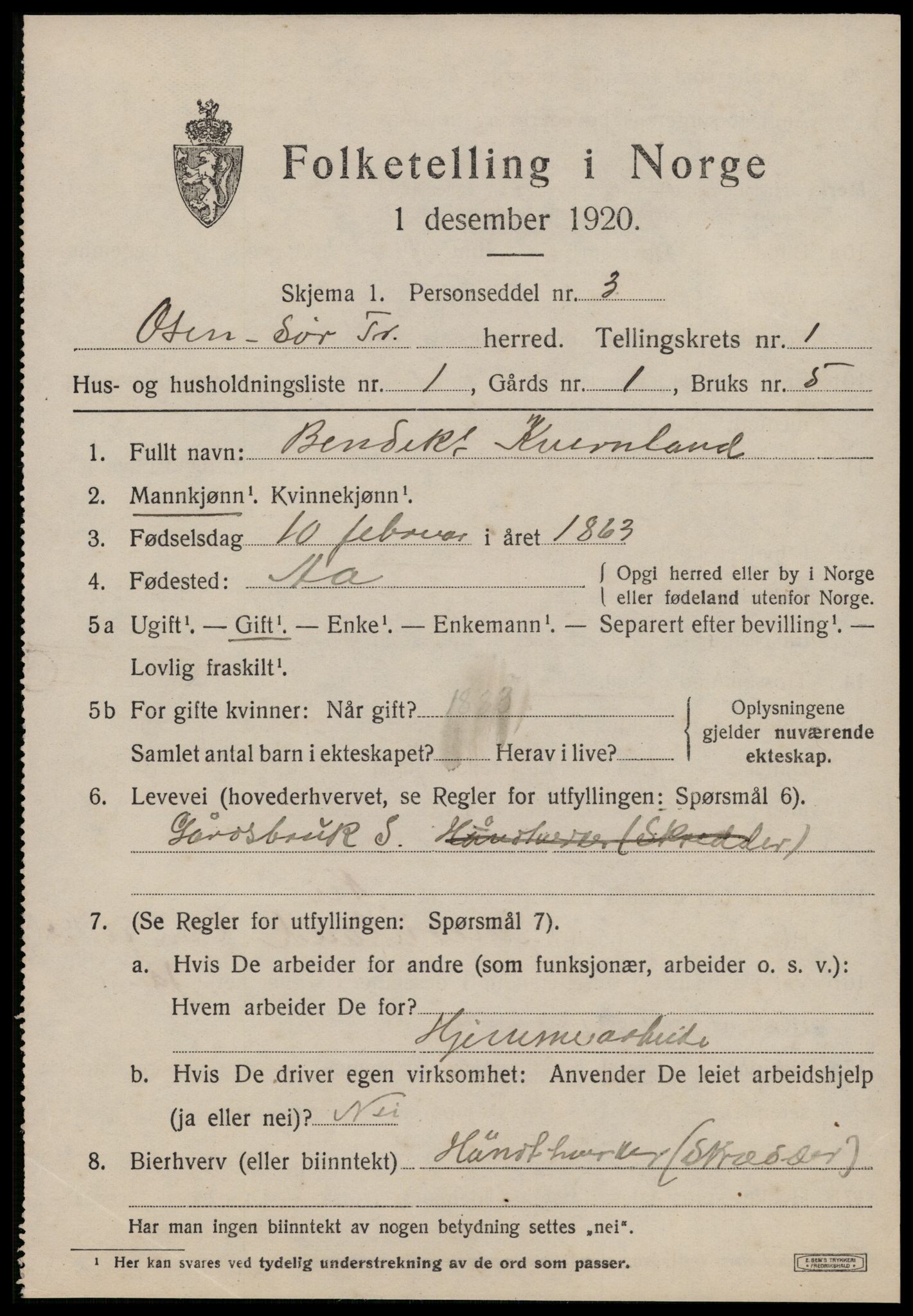 SAT, 1920 census for Osen, 1920, p. 635