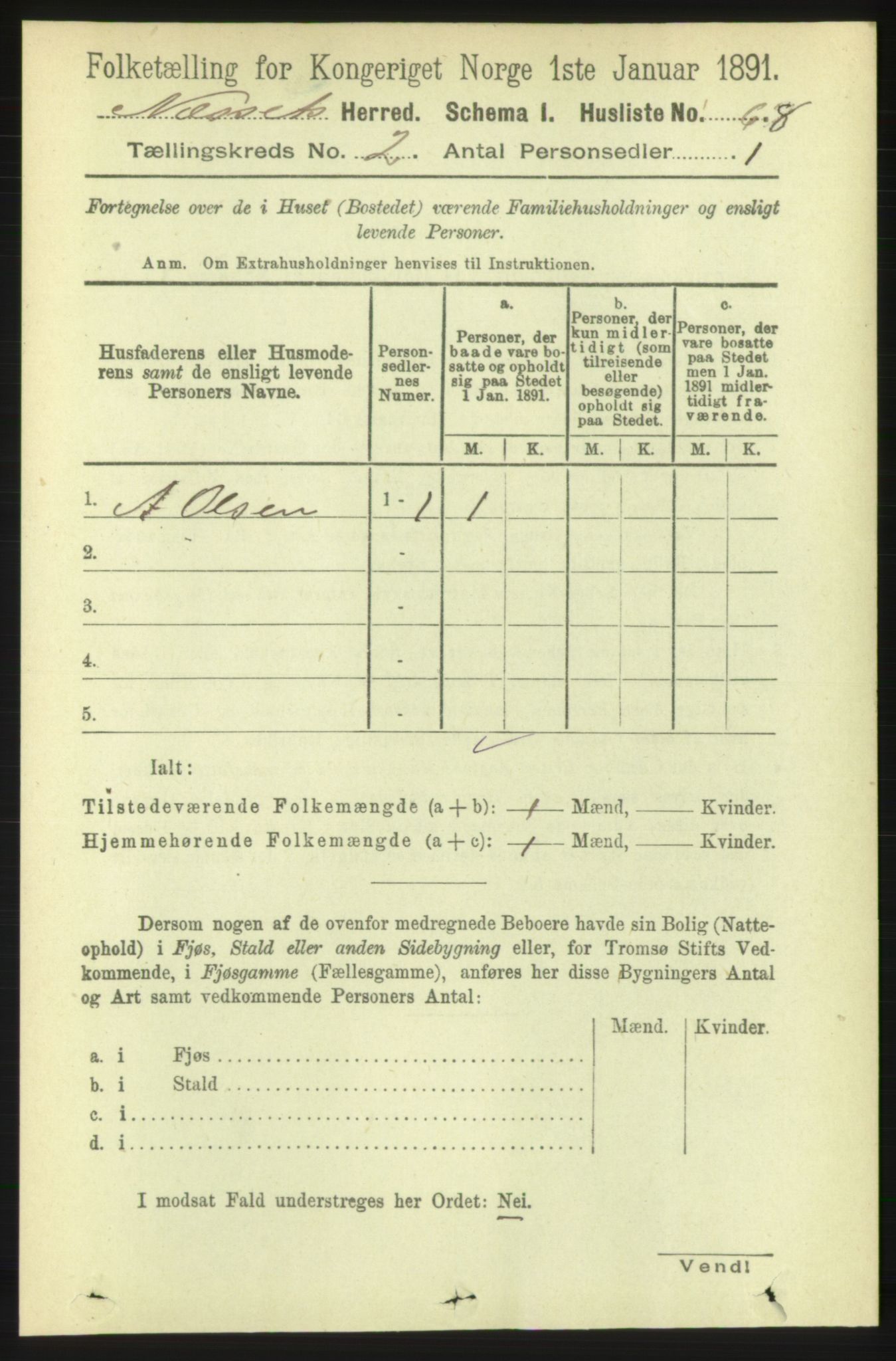 RA, 1891 census for 1543 Nesset, 1891, p. 629