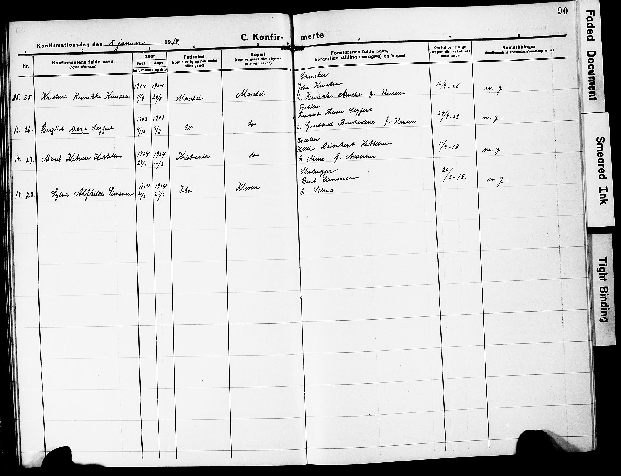 Mandal sokneprestkontor, AV/SAK-1111-0030/F/Fb/Fbc/L0001: Parish register (copy) no. B 1, 1918-1931, p. 90